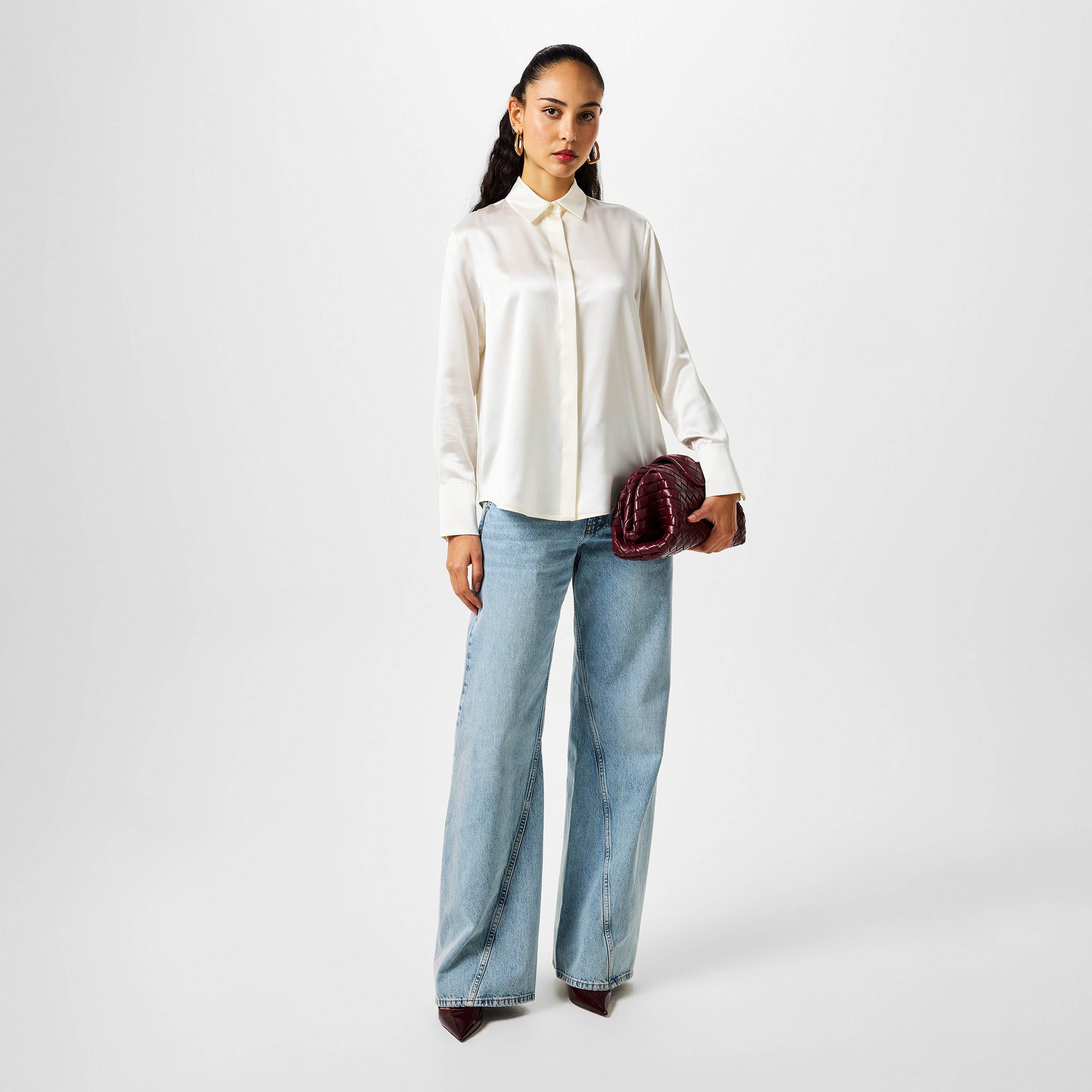 Oyster - Max Mara - Women's Silk Long-Sleeve Plain Shirt - 4