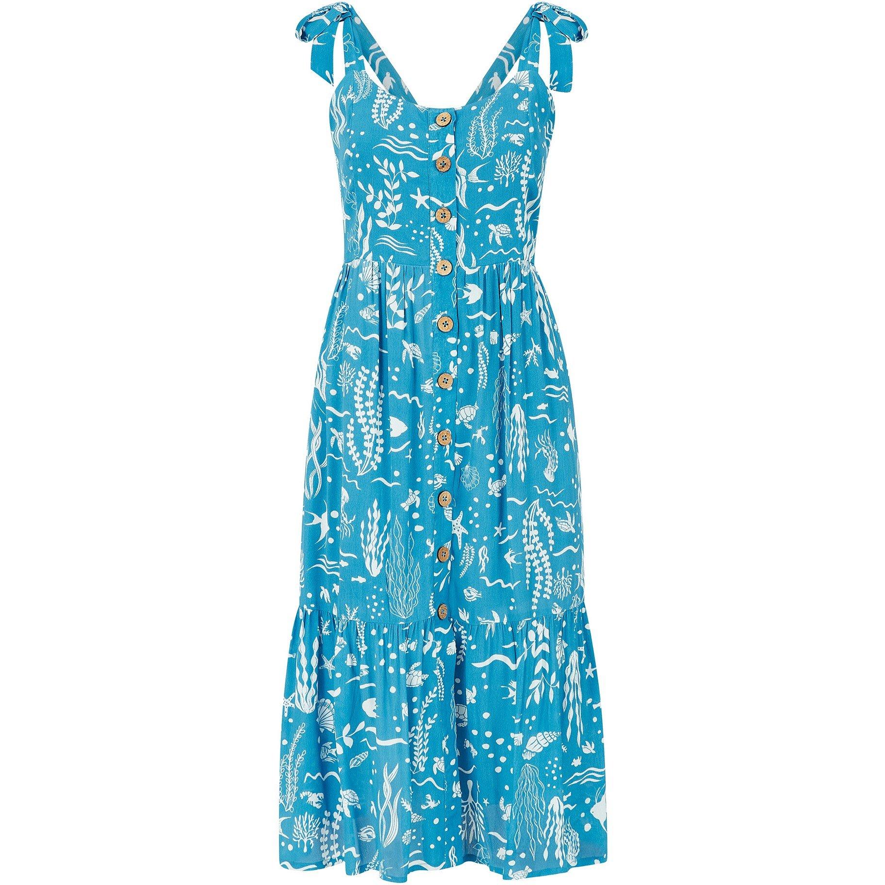 Blue - Yumi - Women's Blue Sealife Print Slip Dress - 1
