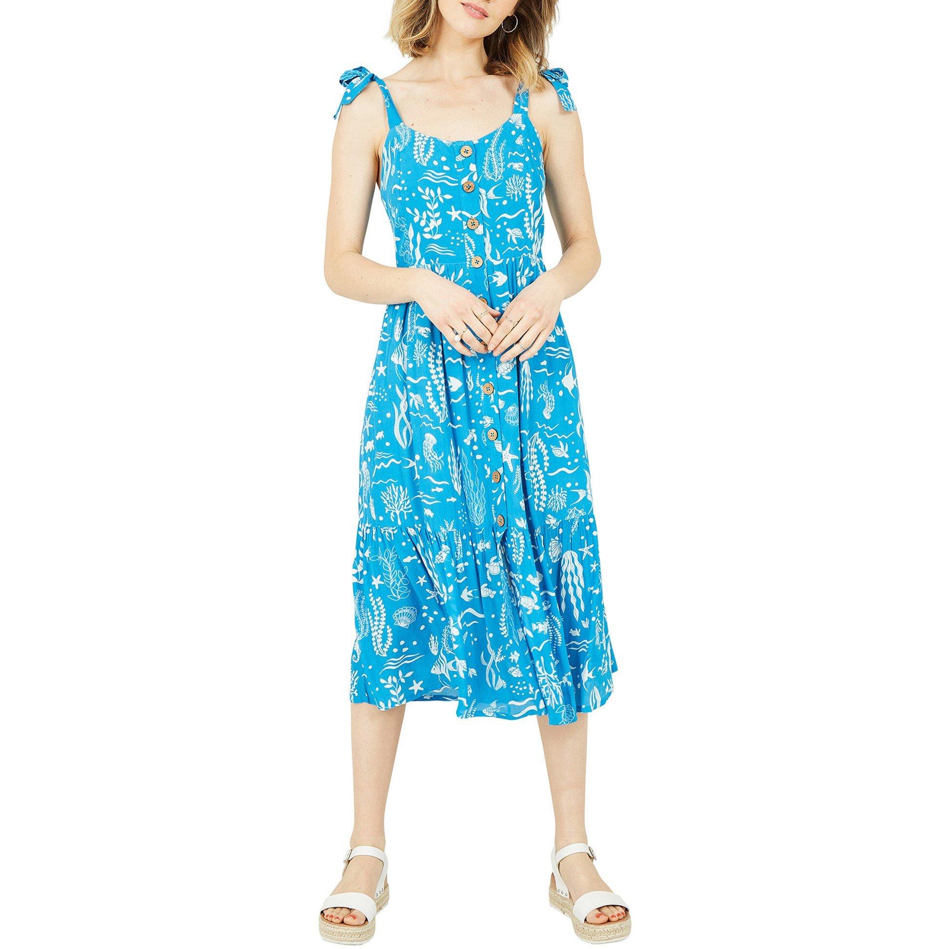 Blue - Yumi - Women's Blue Sealife Print Slip Dress - 2