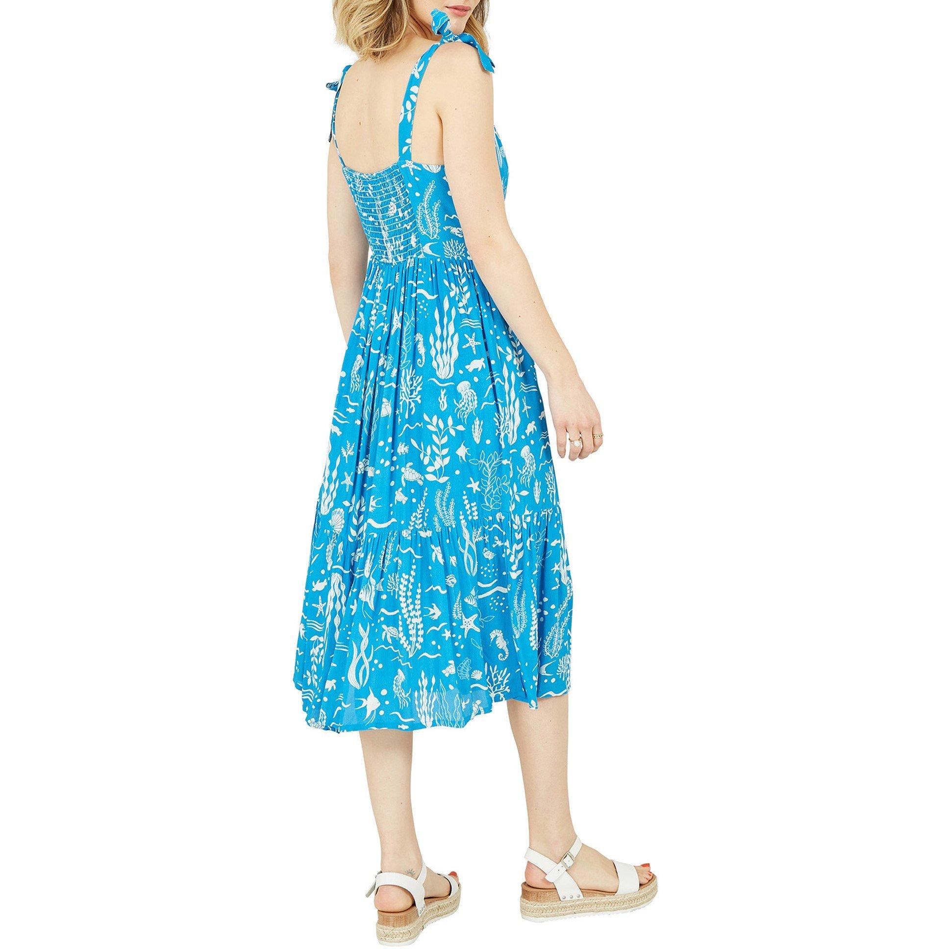 Blue - Yumi - Women's Blue Sealife Print Slip Dress - 4