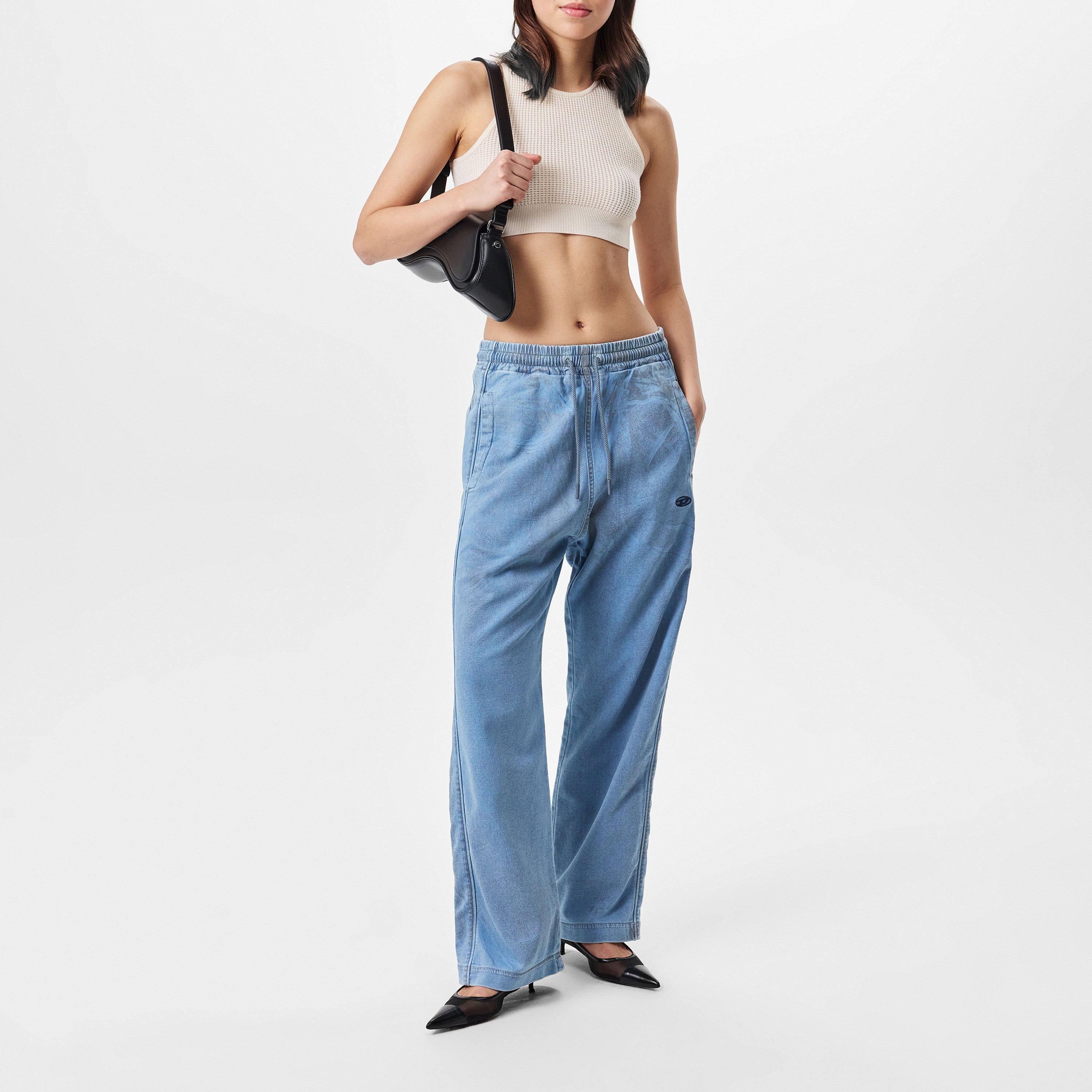 Blue Denim - Diesel - Unisex Adults Wide Leg Jeans - 6