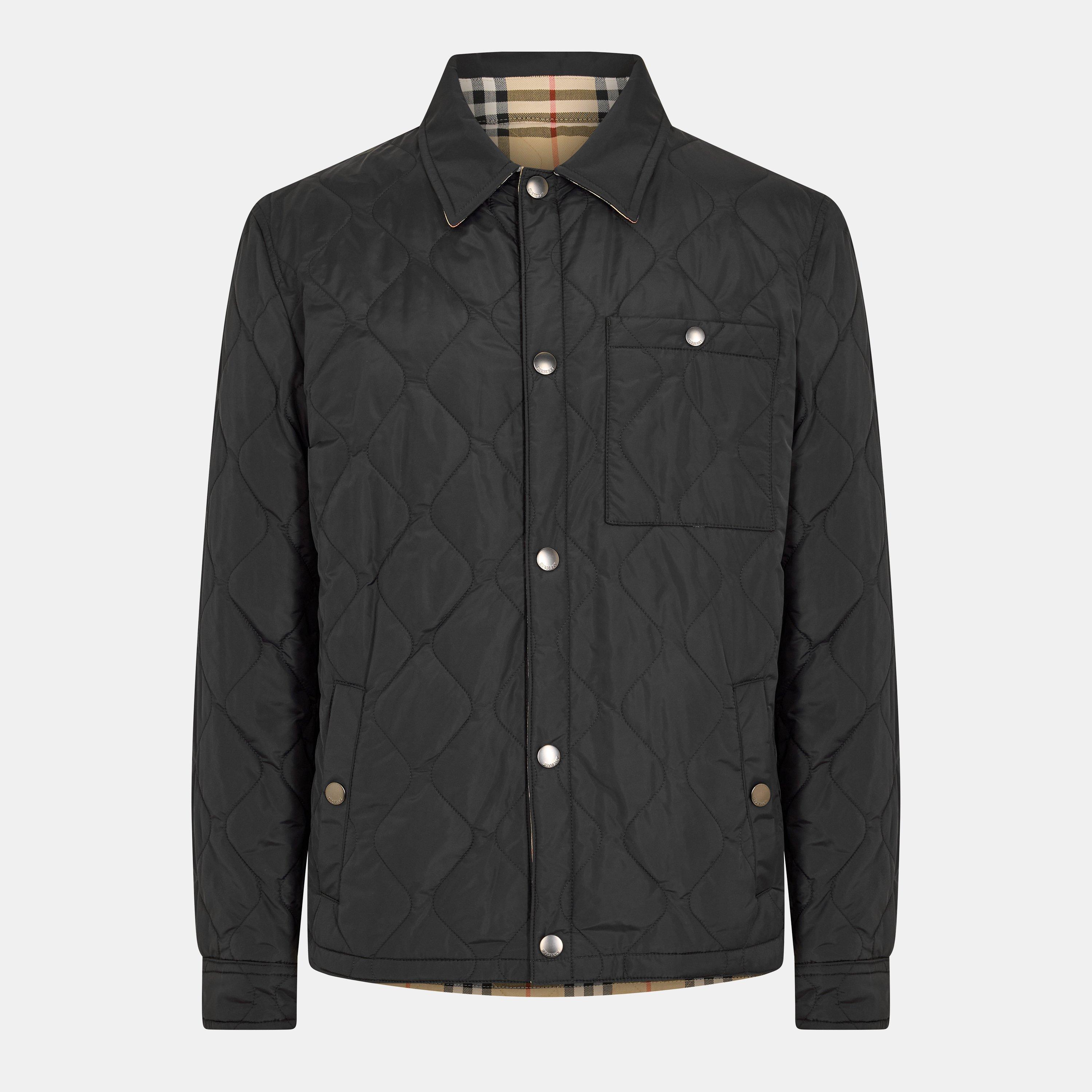 Black - Burberry - Men's Brighton Reversible Water Resistant Long Sleeve Quilted Jacket - 1