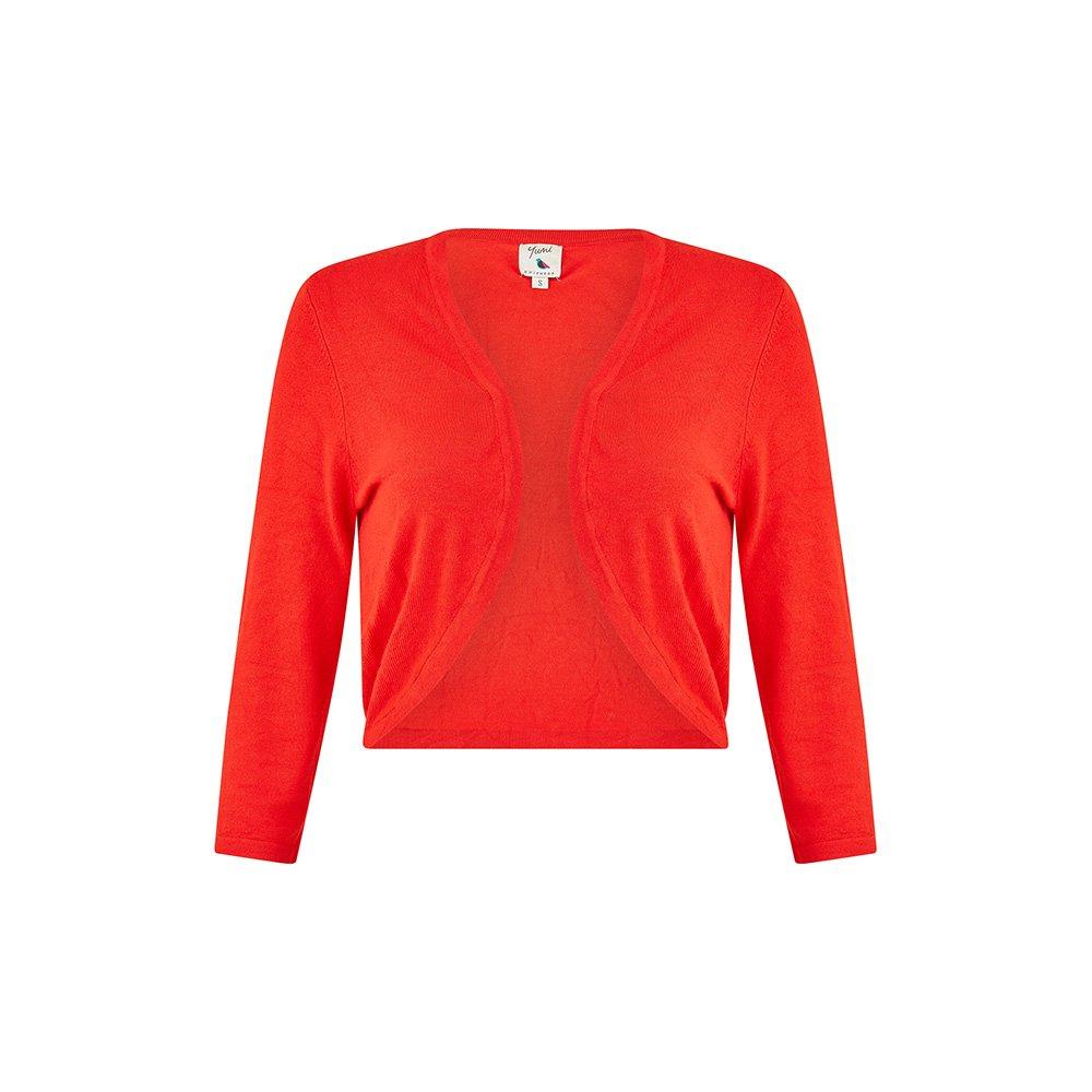 Red - Yumi - Women's Red Knitted Curve Bolero - 1
