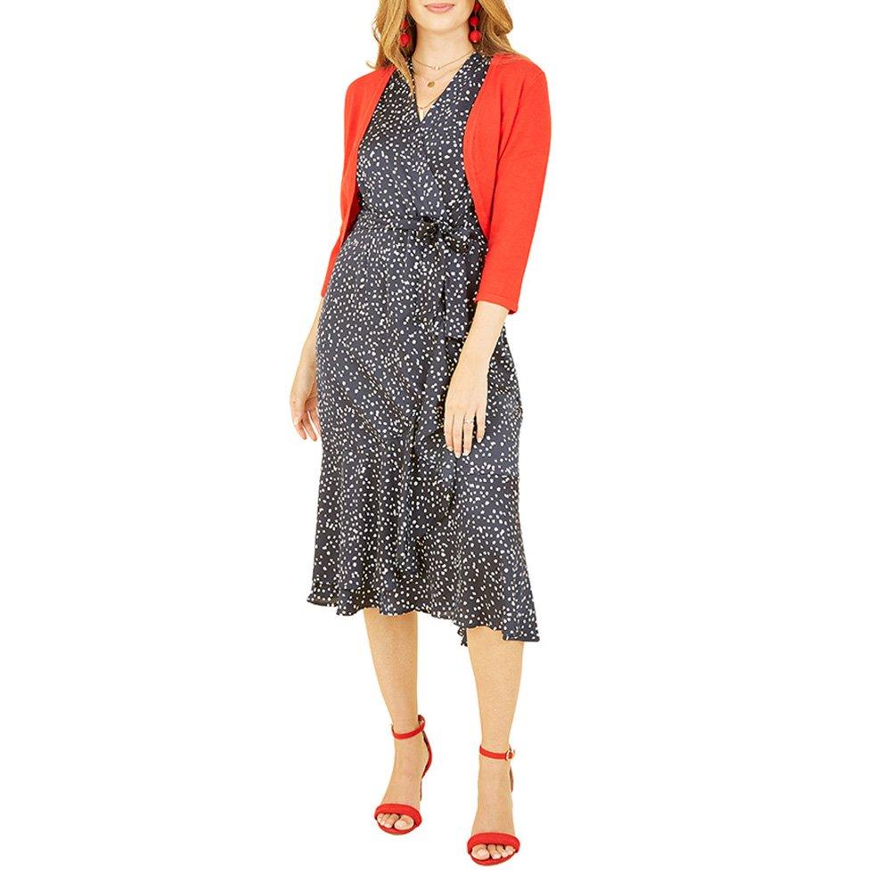 Red - Yumi - Women's Red Knitted Curve Bolero - 2