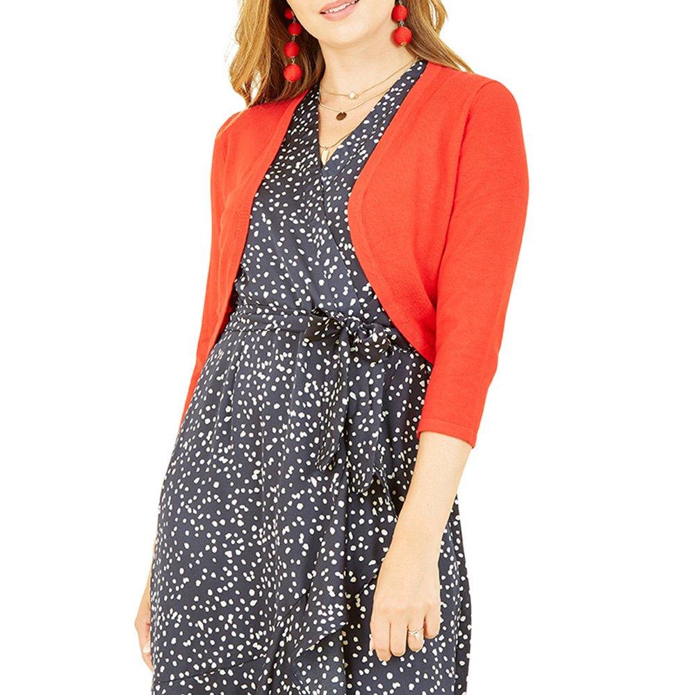 Red - Yumi - Women's Red Knitted Curve Bolero - 3