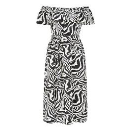 Yumi Yumi Black Zebra Print Bardot Dress