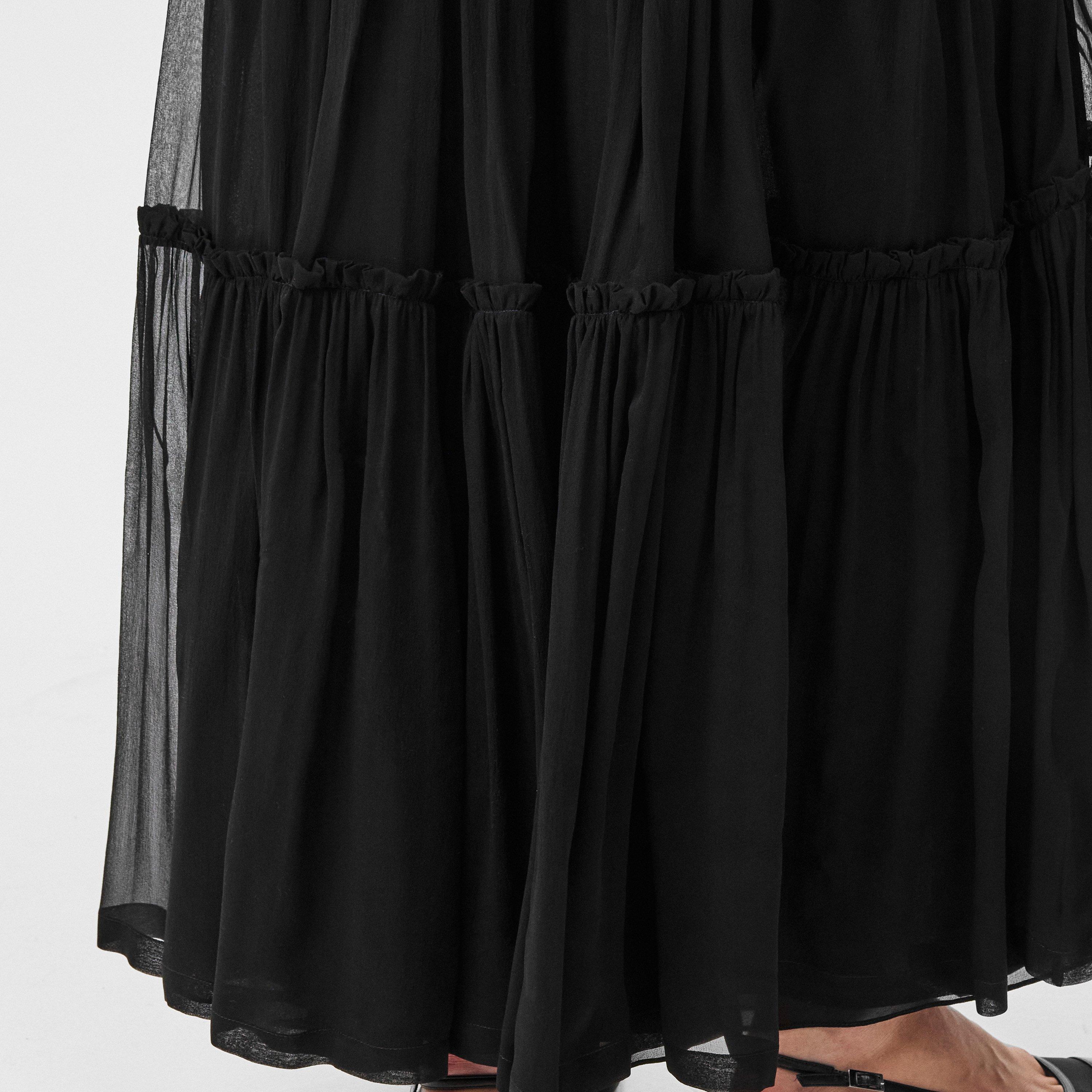 Noir - Saint Laurent - Tulle A-Line Maxi Skirt - 5