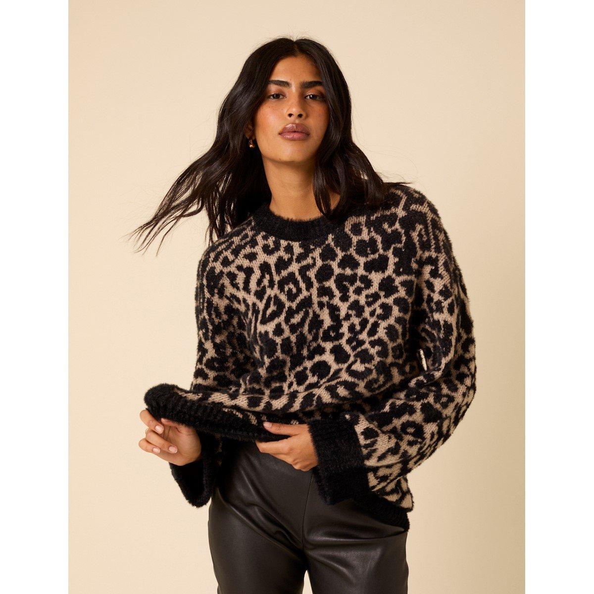 Nobodys Child Women's Leopard Jacquard Oversized Jumper -  - 10 (S)