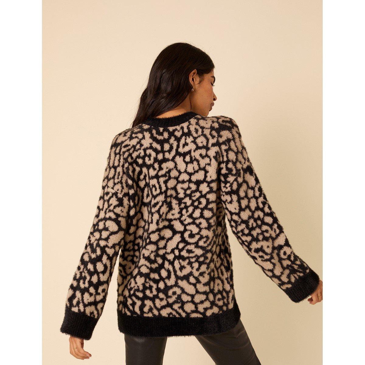 Multi - Nobodys Child - NC Leopard Jacquard Oversized Jumper - 2