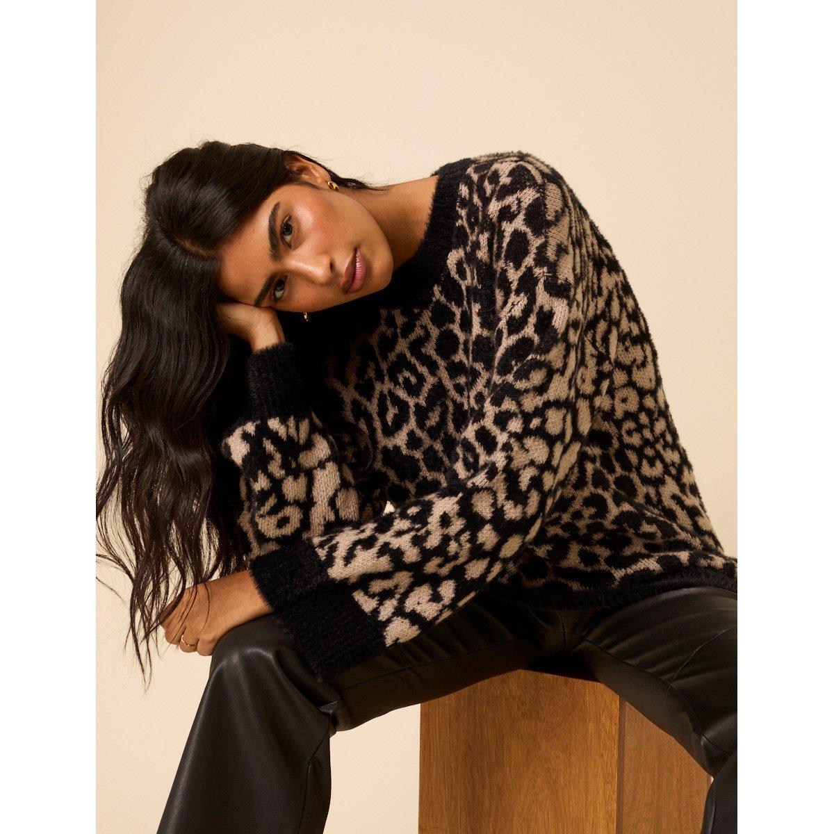 Multi - Nobodys Child - NC Leopard Jacquard Oversized Jumper - 3