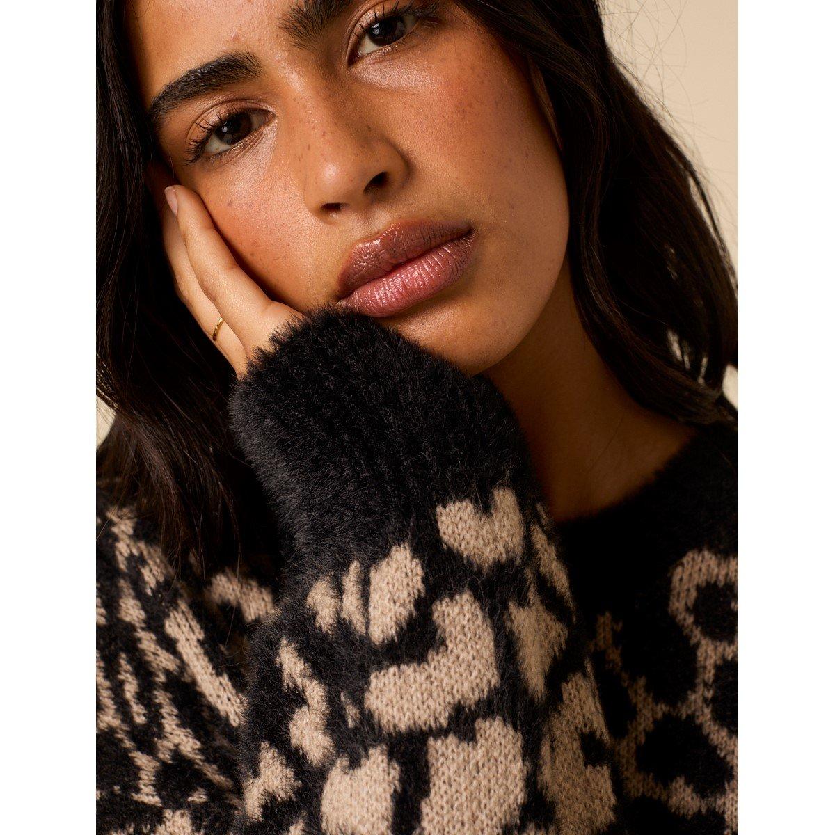 Multi - Nobodys Child - NC Leopard Jacquard Oversized Jumper - 4