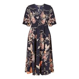 Yumi Yumi Navy Butterfly Print Midi Dress