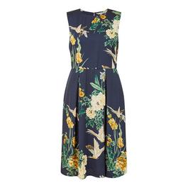 Yumi Yumi Navy Crane Print Skater Dress