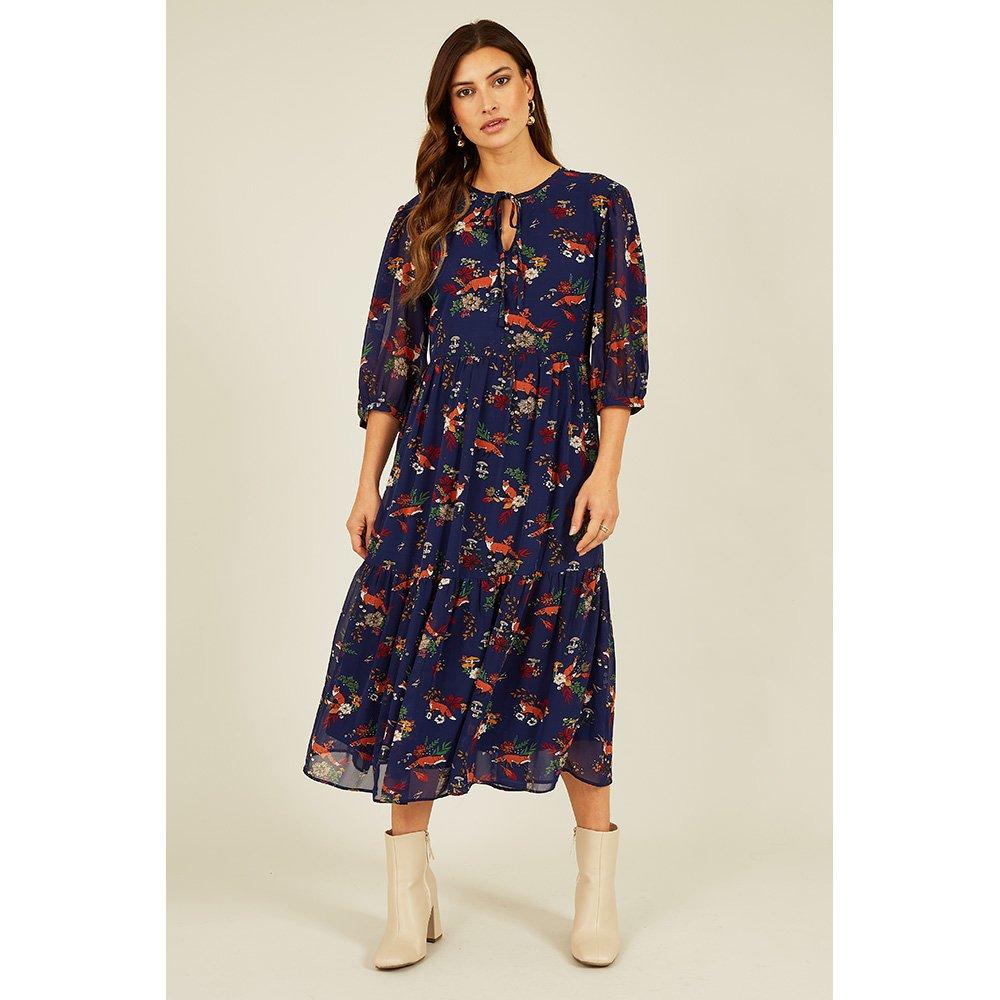 Navy - Yumi - Women's Fox Boho Dress - 2
