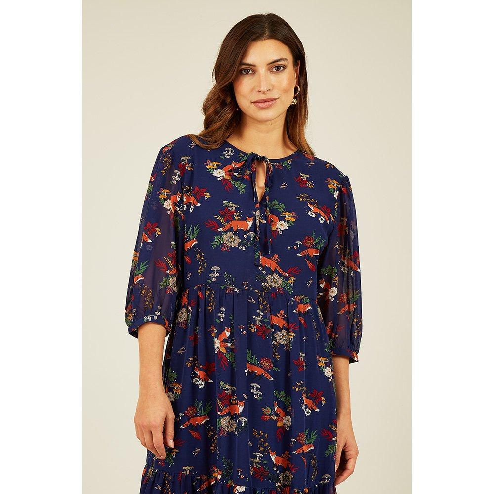 Navy - Yumi - Women's Fox Boho Dress - 3