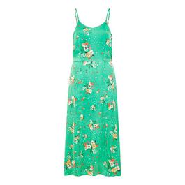 Yumi Yumi Green Satin Floral Slip Sundress