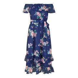 Yumi Yumi Green Floral Bardot Midi Dress