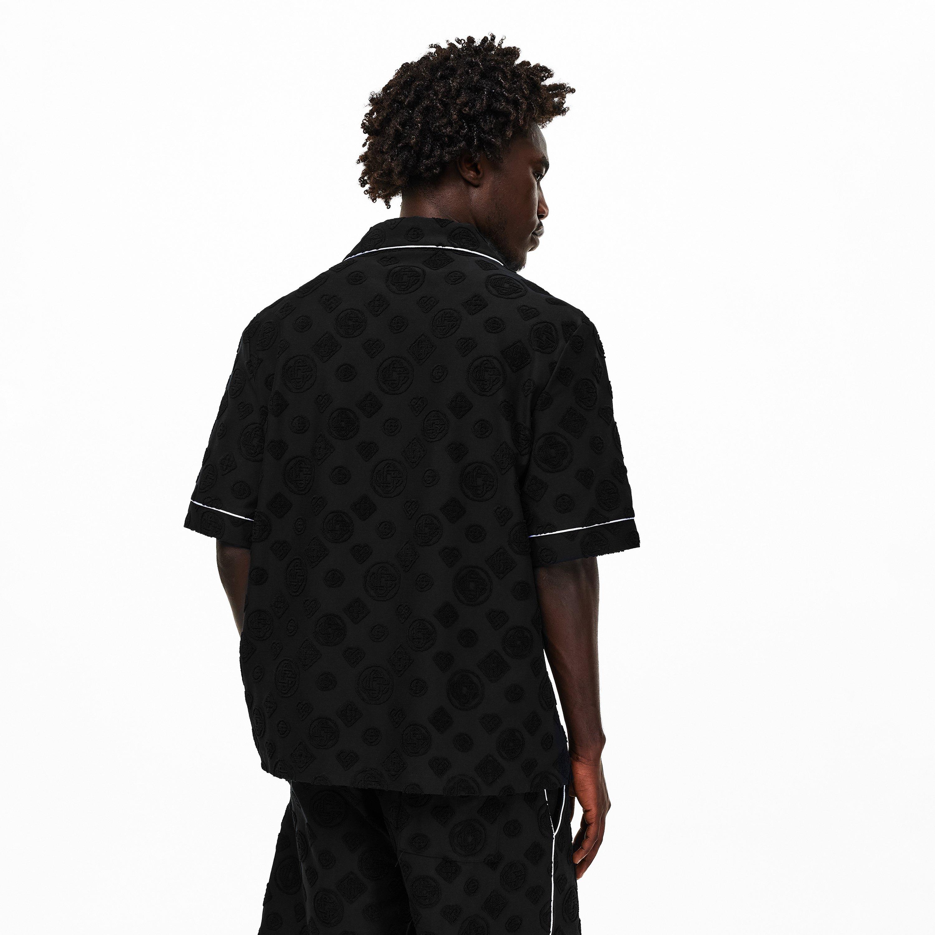Black - Casablanca - Men's Towel Mono Short Sleeve Patterned Shirt - 4