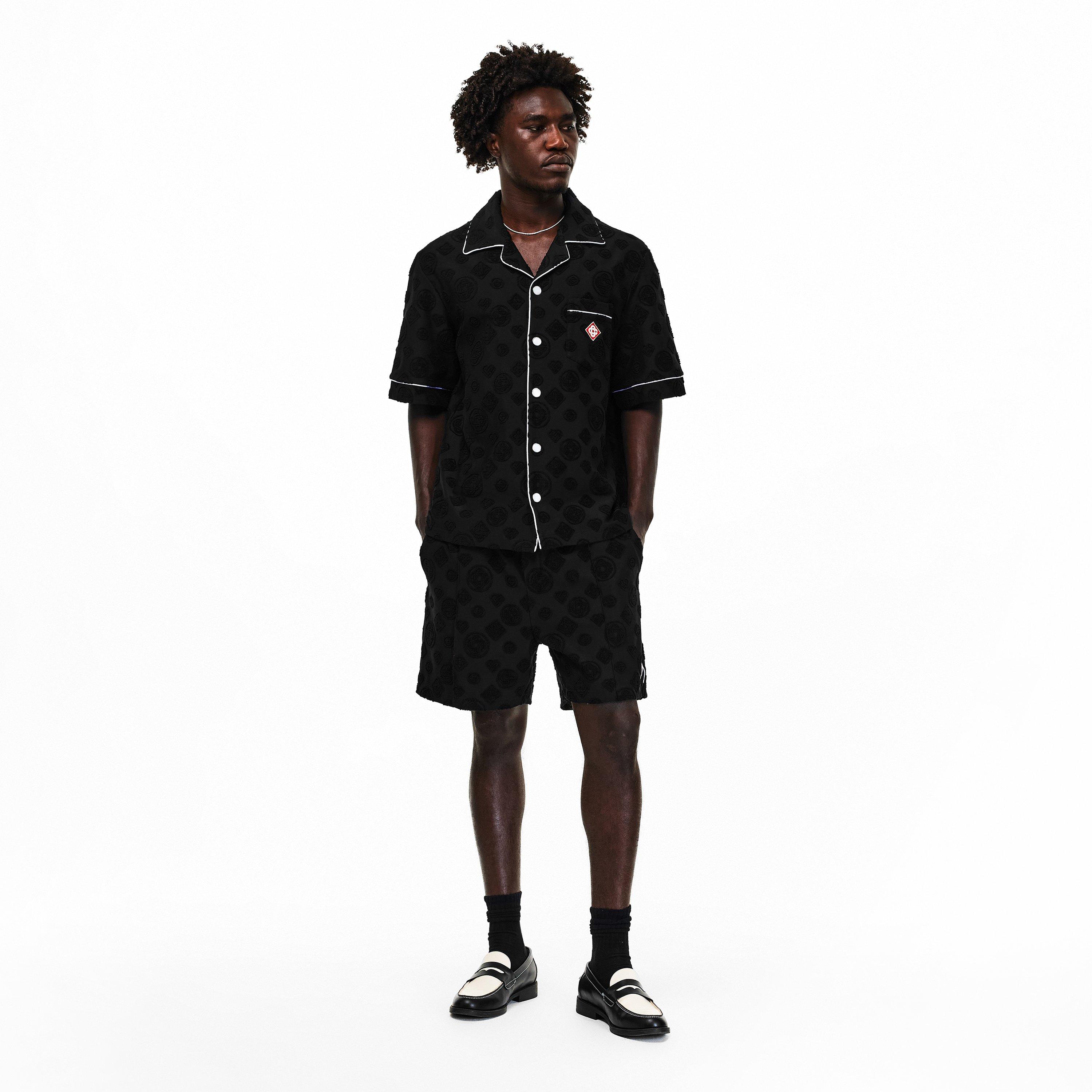 Black - Casablanca - Men's Towel Mono Short Sleeve Patterned Shirt - 6