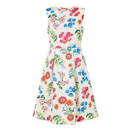 Yumi Yumi Ivory Botanical Floral Jacquard Dress