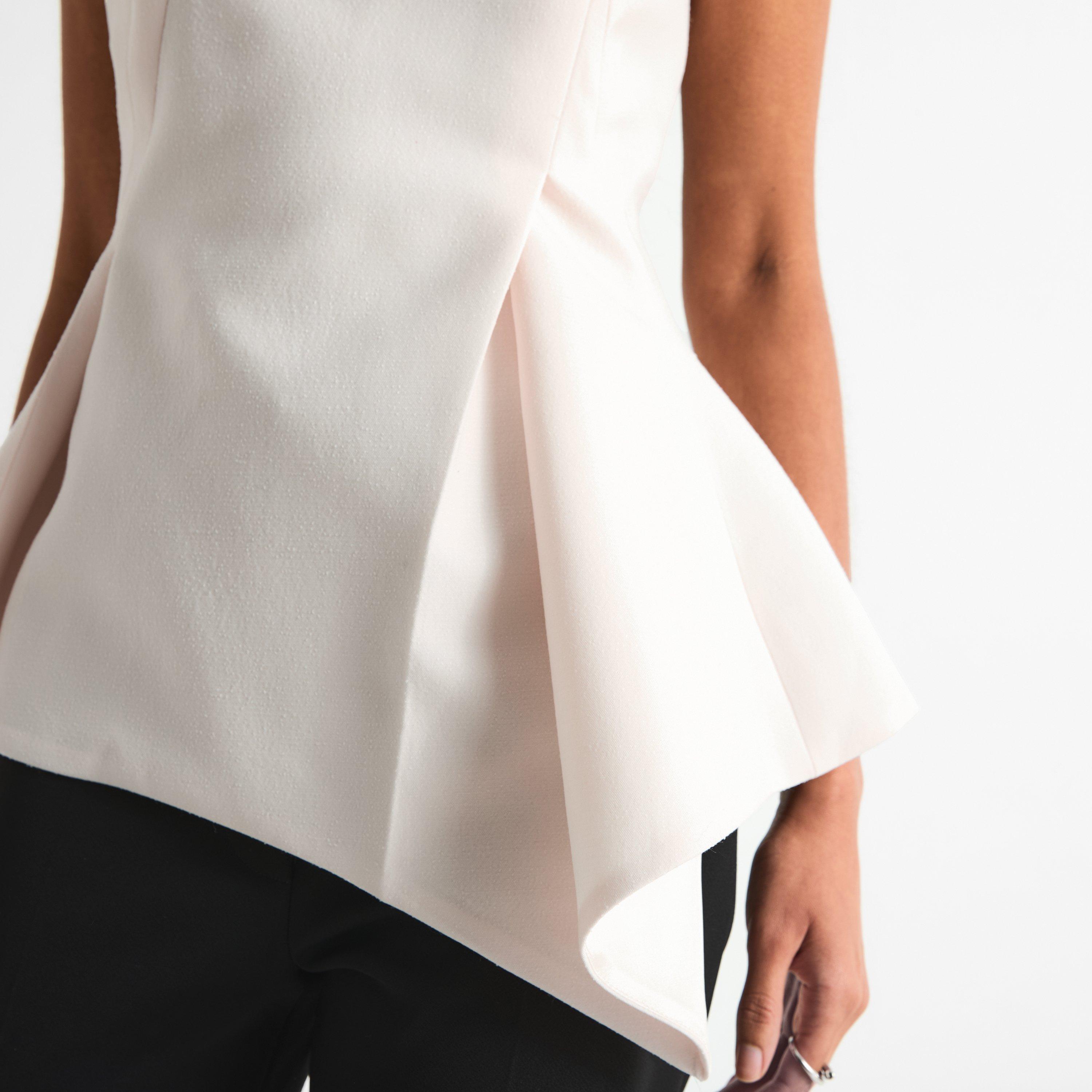 Cream - Magda Butrym - Women's Blouse 08 Cotton Slim-Fit Pleated Top - 5