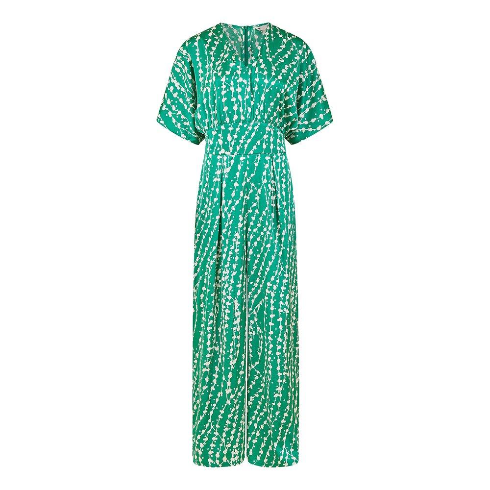 Green - Yumi - Women's Green Abstract Print Kimono Jumpsuit - 1