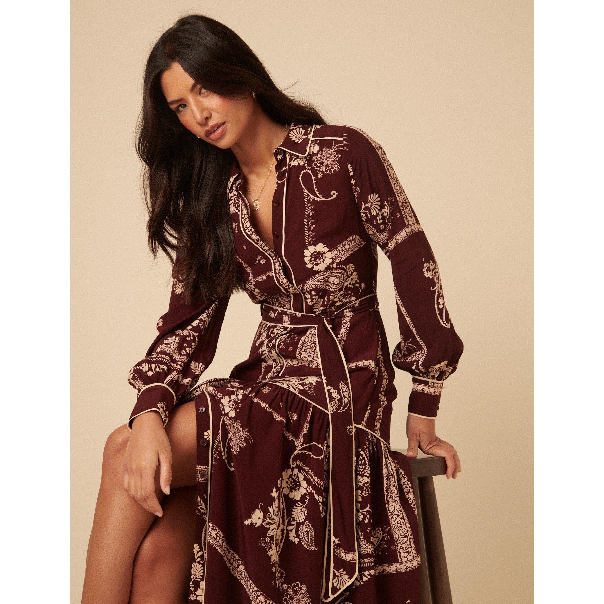 Burgundy - Nobodys Child - Brooklyn Shirt Midi Dress - 3