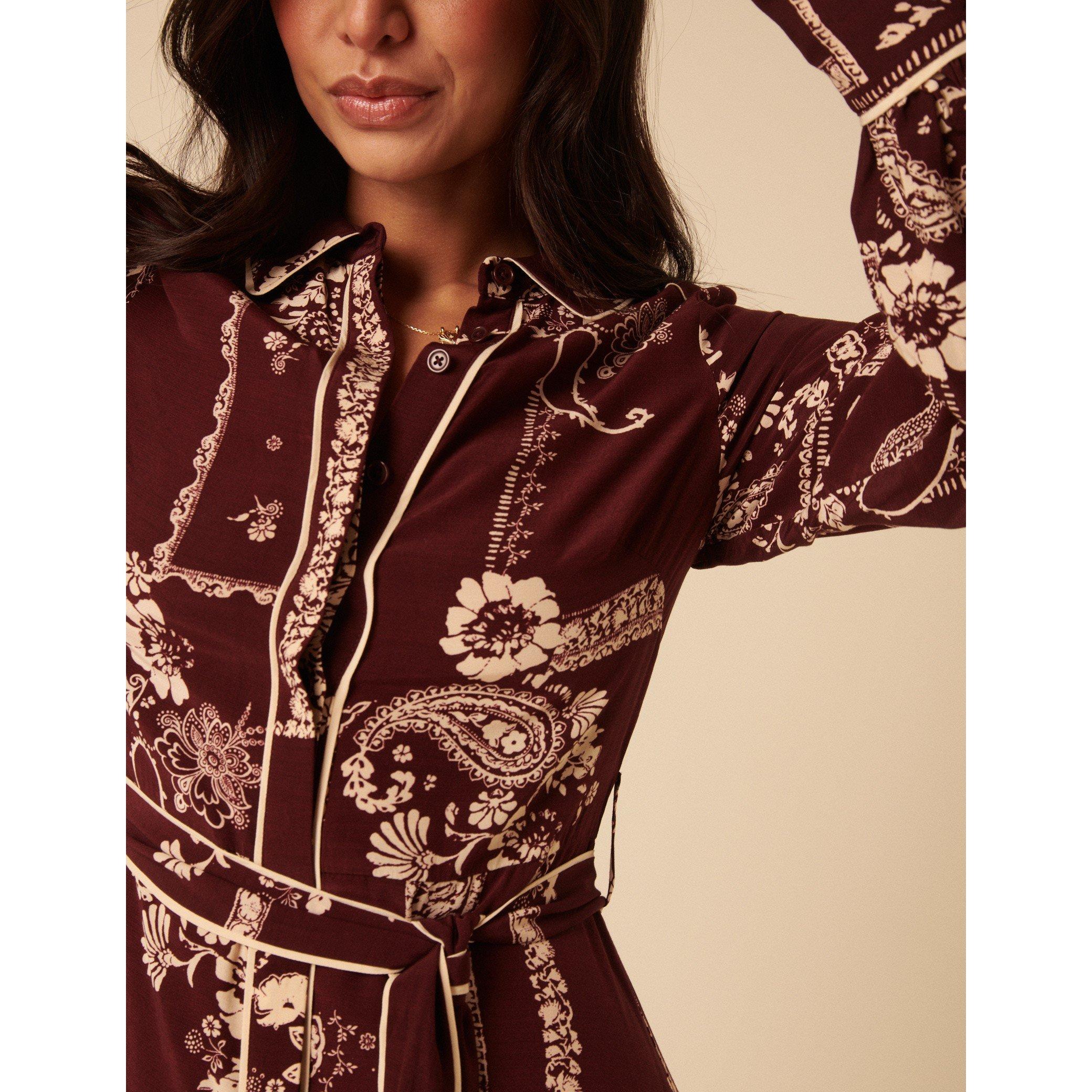 Burgundy - Nobodys Child - Brooklyn Shirt Midi Dress - 5