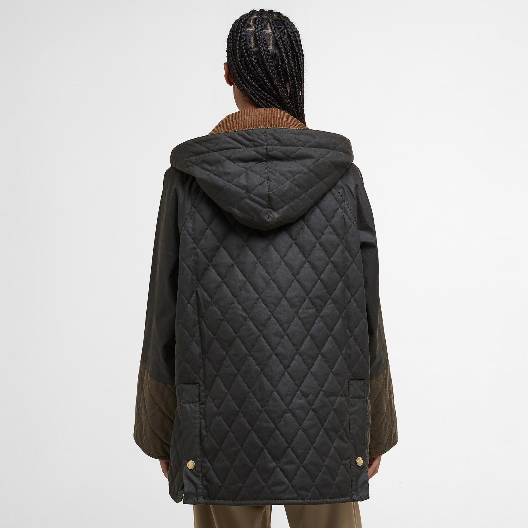 Arch Olive - Barbour - Women's Imelda Waxed Cotton Long Sleeve Wax Jacket - 3