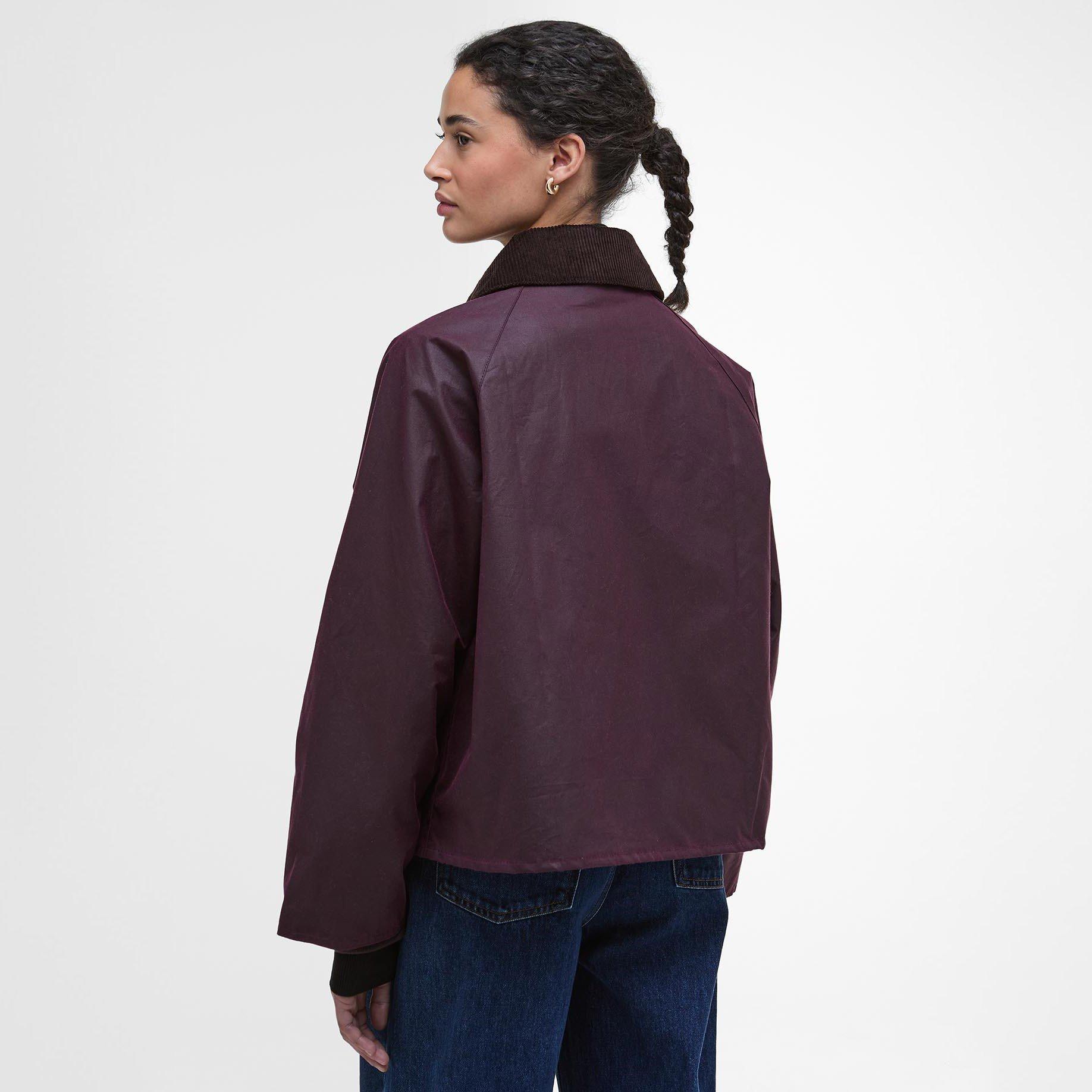 Merlot/Tartan - Barbour - Women's Arlene Cotton Long Sleeve Full Zip Wax Jacket - 3