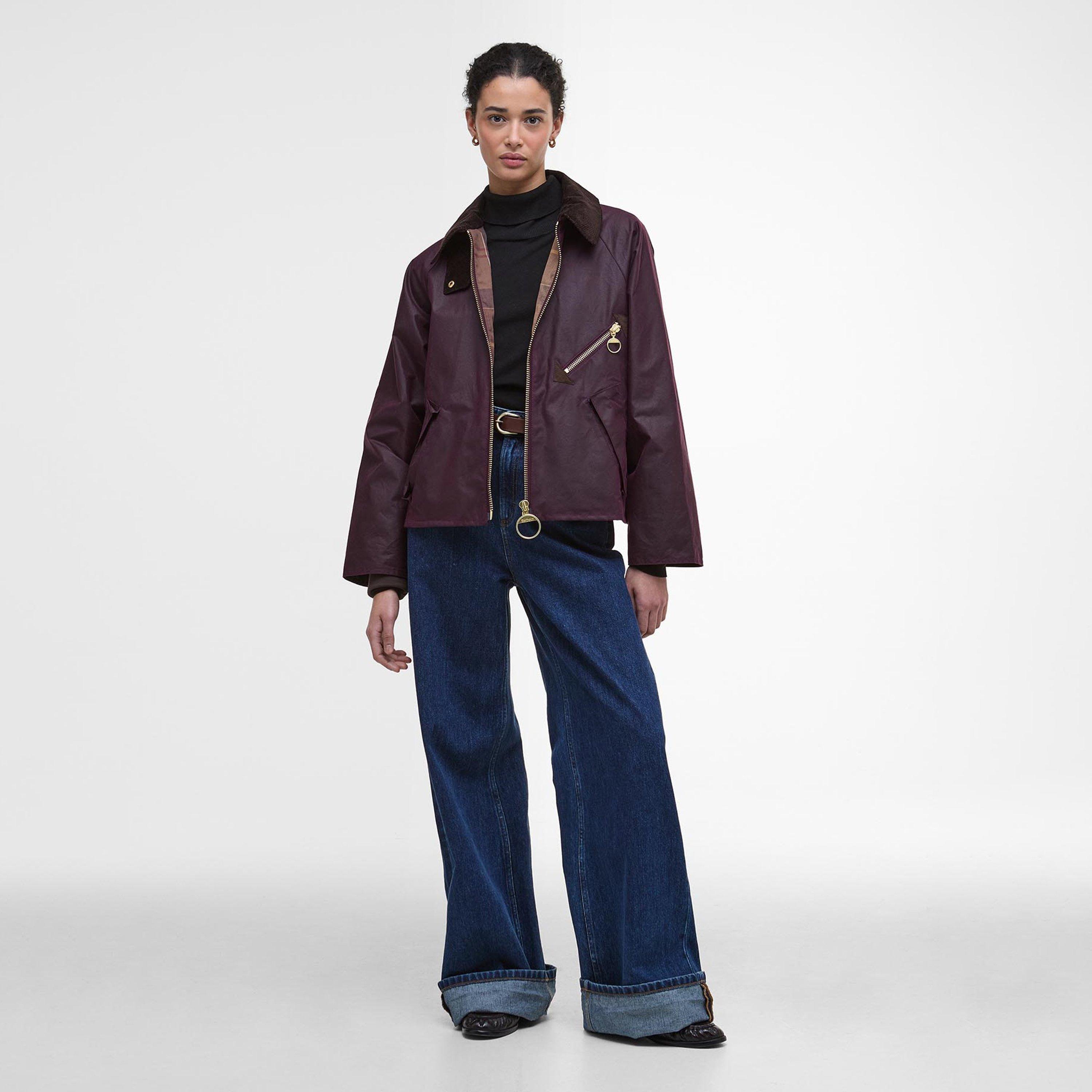 Merlot/Tartan - Barbour - Women's Arlene Cotton Long Sleeve Full Zip Wax Jacket - 6