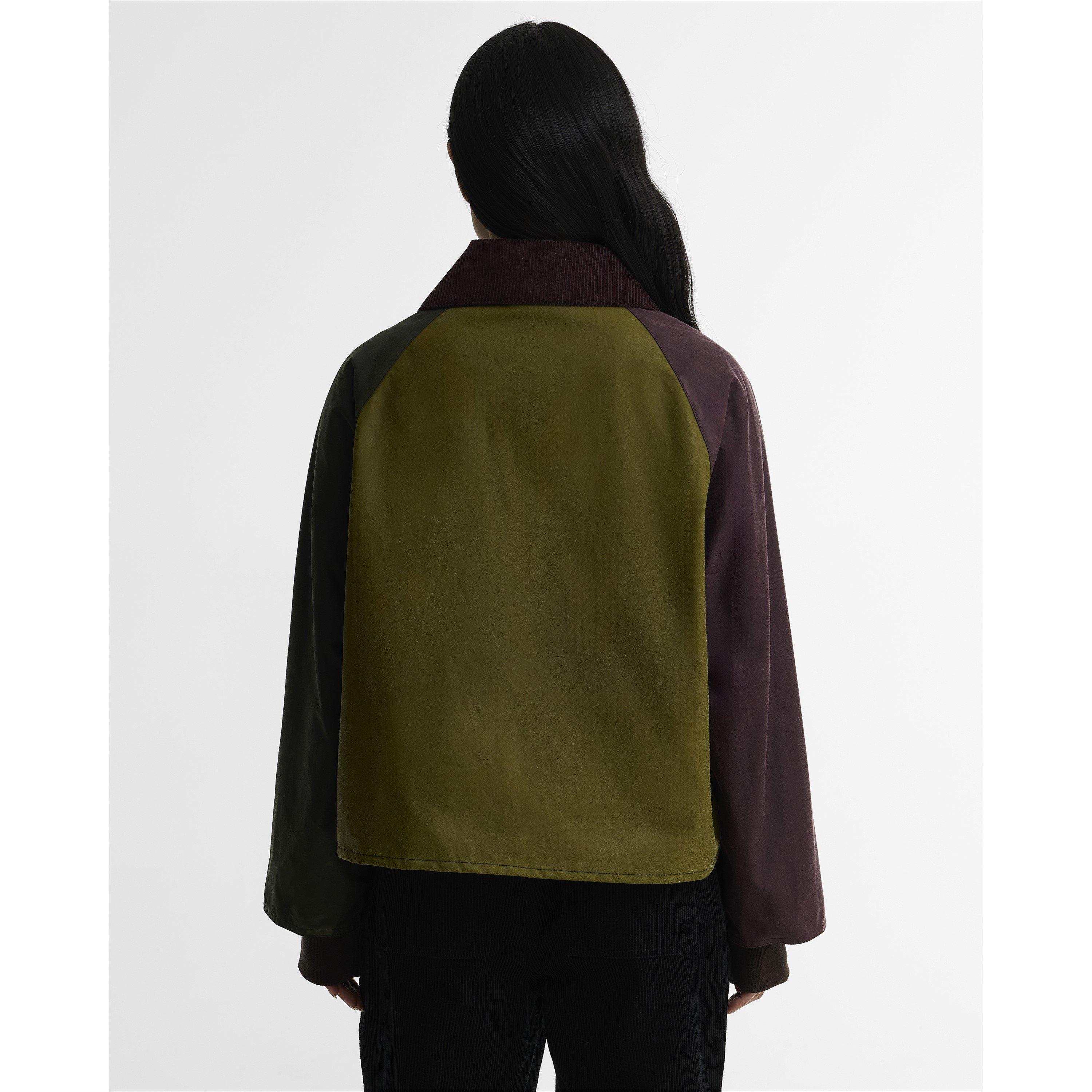 G Olv/Frn/Bdx/M - Barbour - Womens Arlene Cotton Long Sleeve Full Zip Wax Jacket - 3