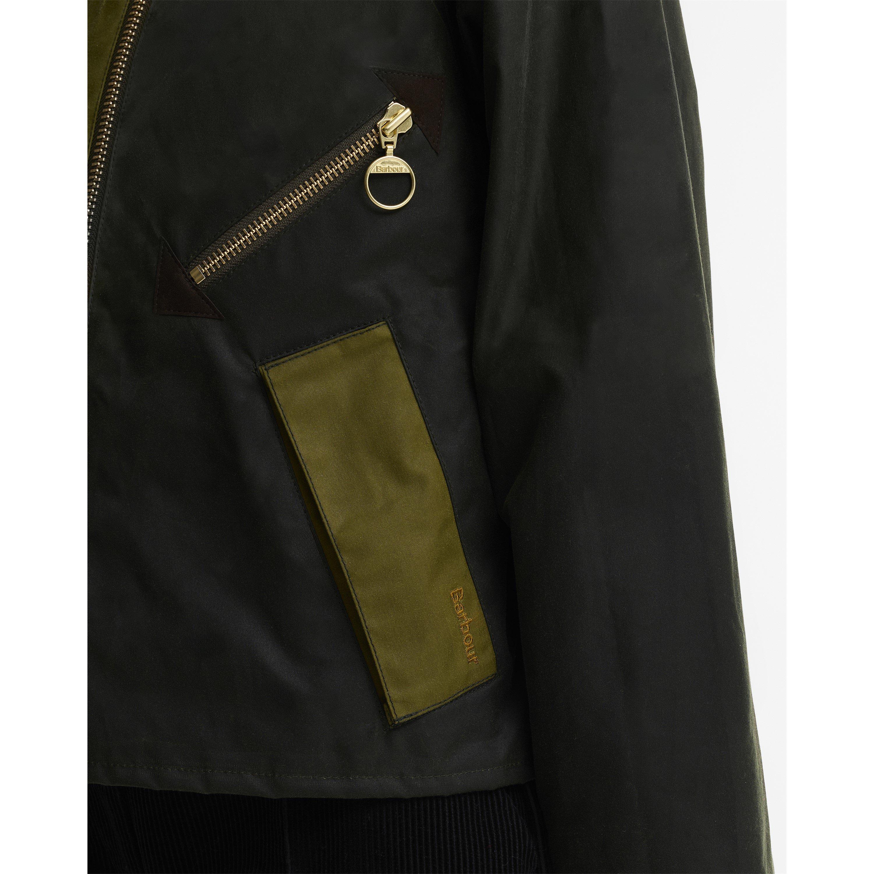 G Olv/Frn/Bdx/M - Barbour - Womens Arlene Cotton Long Sleeve Full Zip Wax Jacket - 5