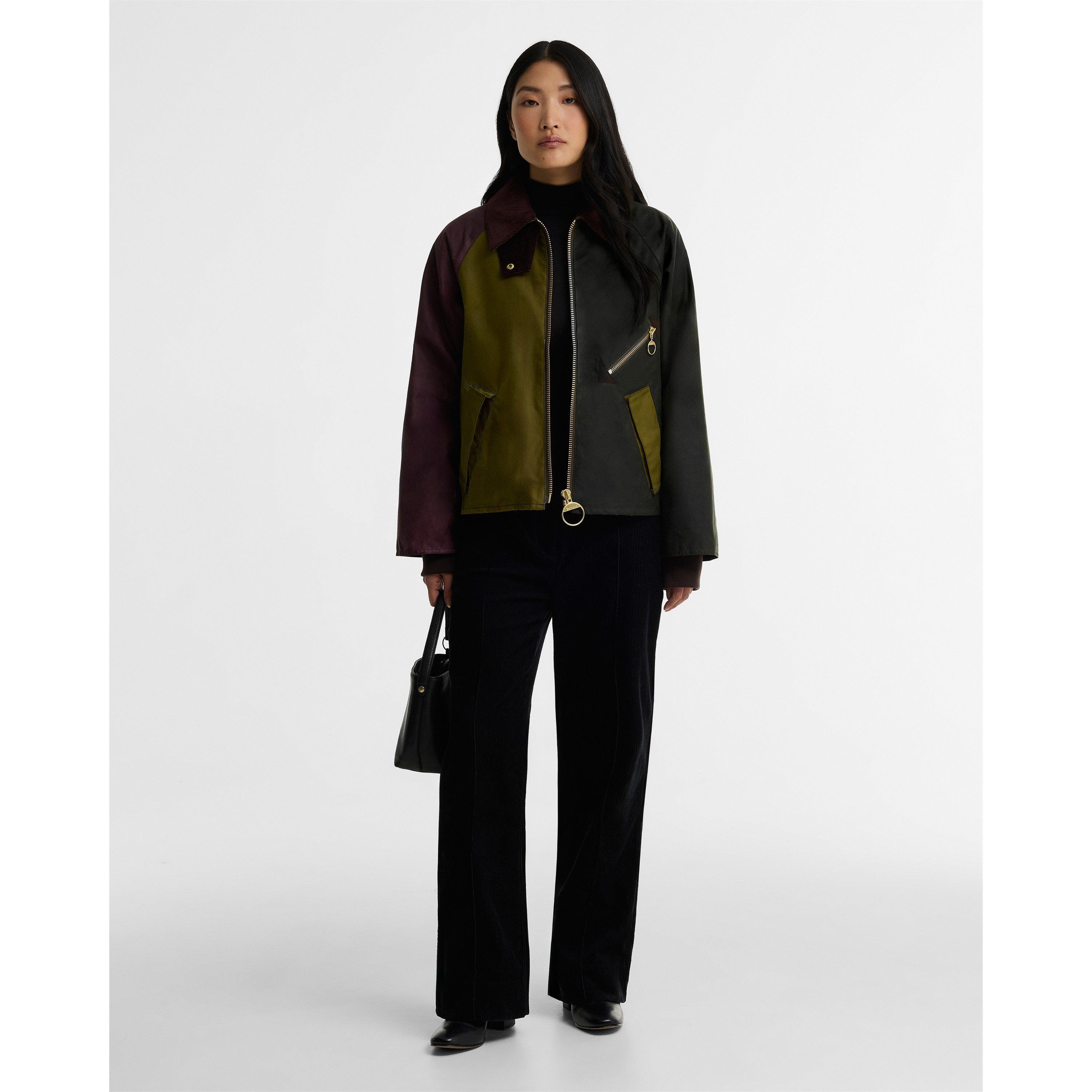 G Olv/Frn/Bdx/M - Barbour - Womens Arlene Cotton Long Sleeve Full Zip Wax Jacket - 6