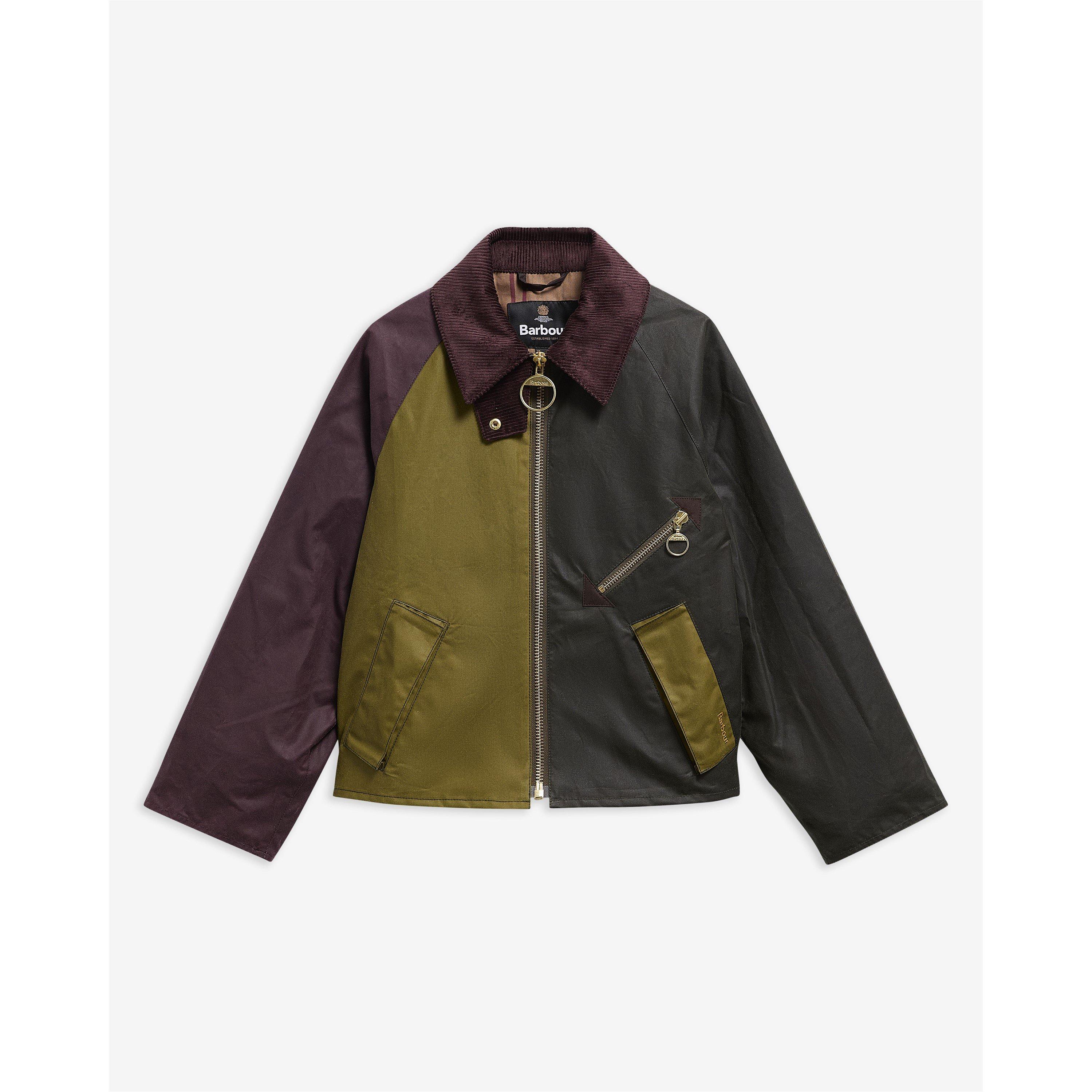 G Olv/Frn/Bdx/M - Barbour - Womens Arlene Cotton Long Sleeve Full Zip Wax Jacket - 9