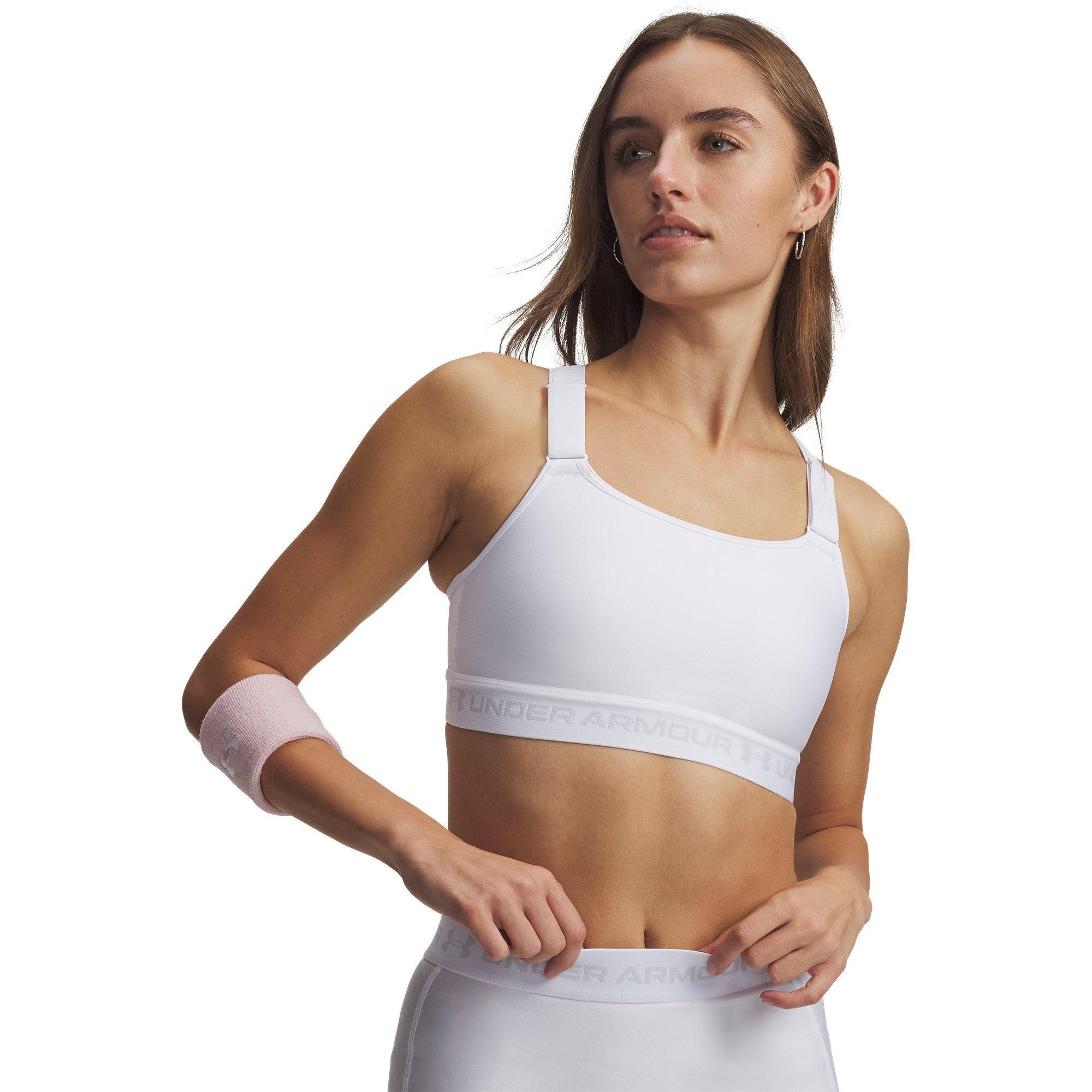 Wit/Halo Grijs - Under Armour - Womens HeatGear® Crossback High Impact Sports Bra - 3