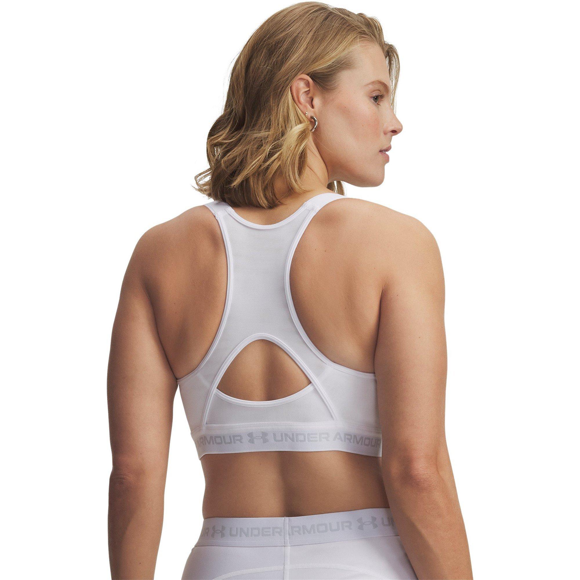 Wit/Halo Grijs - Under Armour - Womens HeatGear® Crossback High Impact Sports Bra - 10