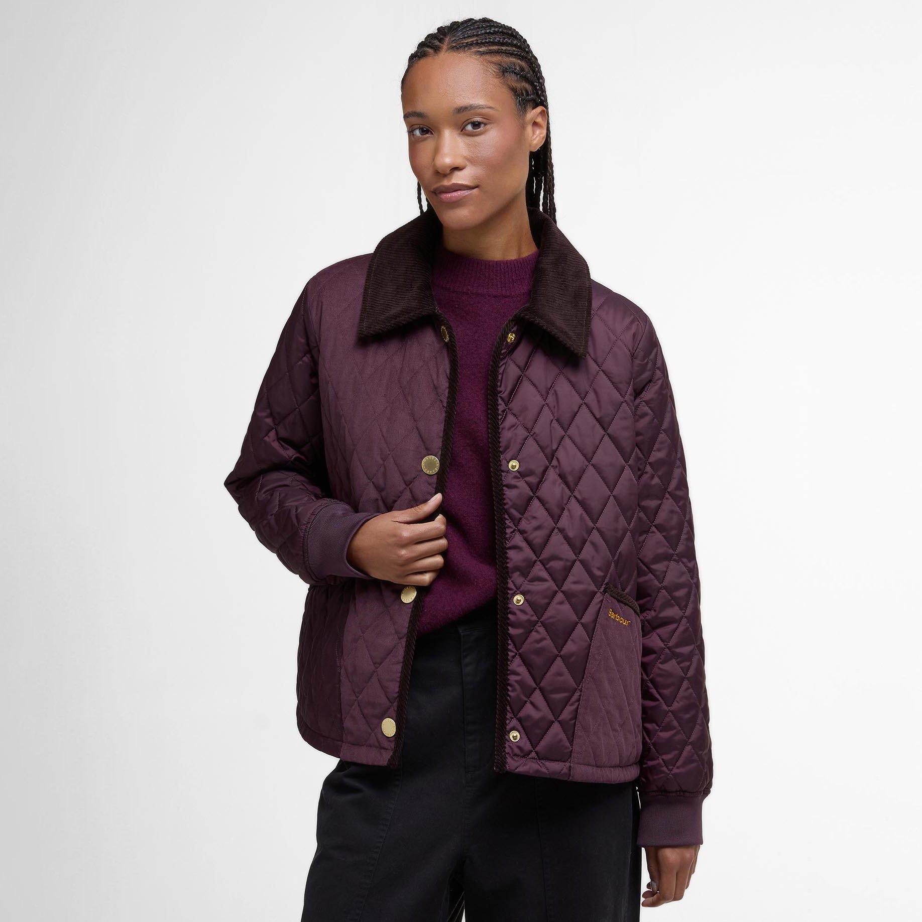 B Cherry/Brown - Barbour - Women's Marla Long Sleeve Quilted Jacket - 2