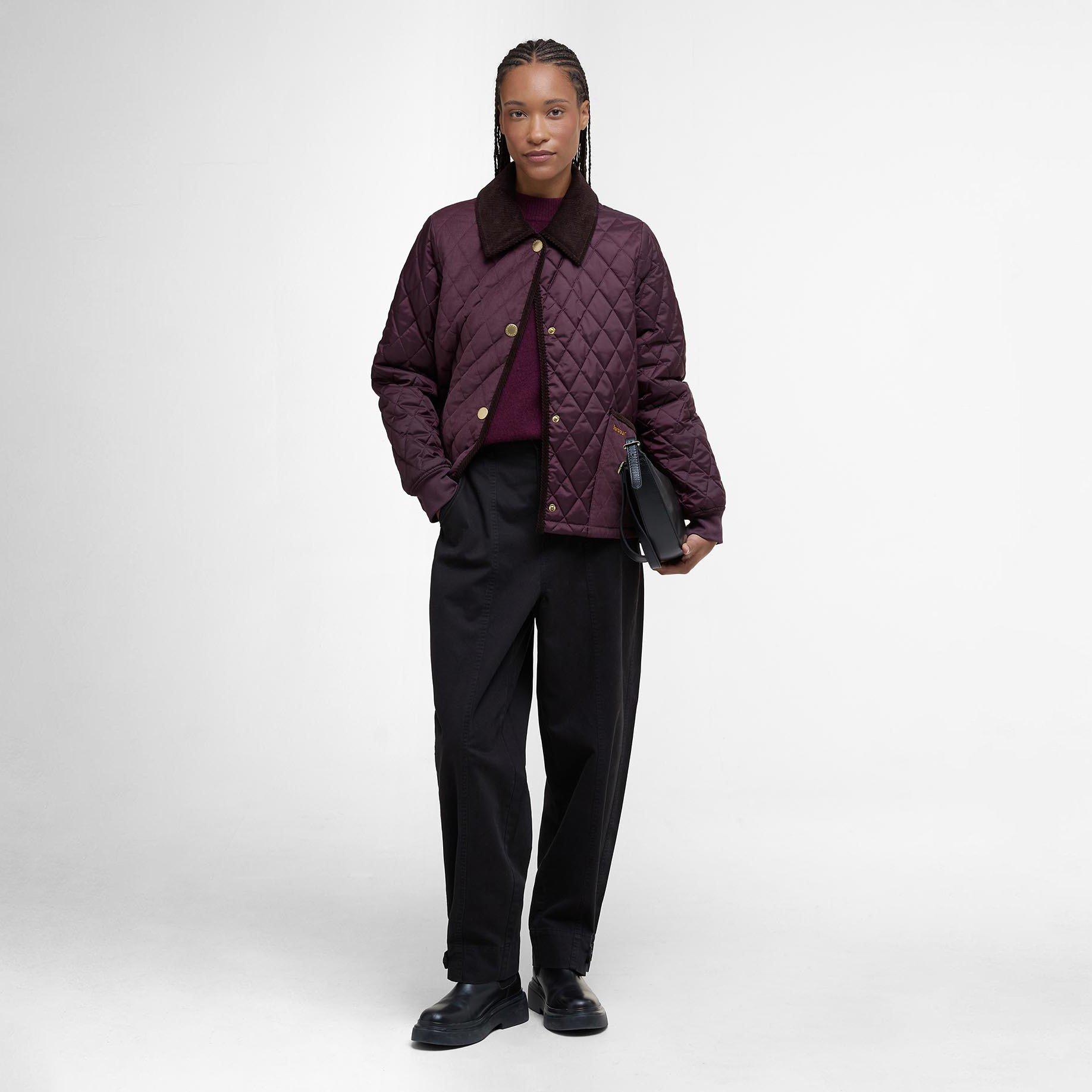 B Cherry/Brown - Barbour - Women's Marla Long Sleeve Quilted Jacket - 6