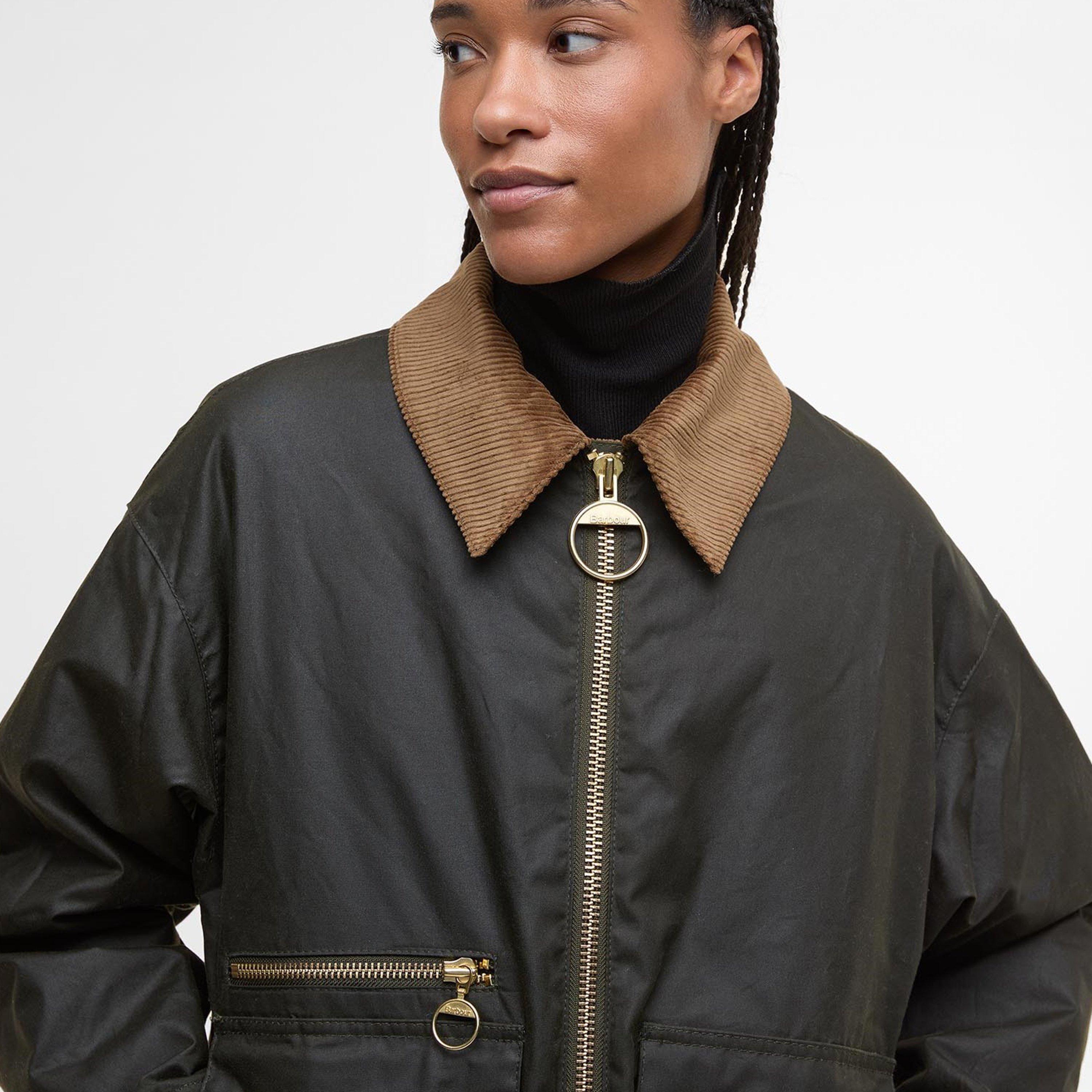 Archive Olive - Barbour - Women's Maxine Waxed Bomber Long Sleeve Wax Jacket - 4