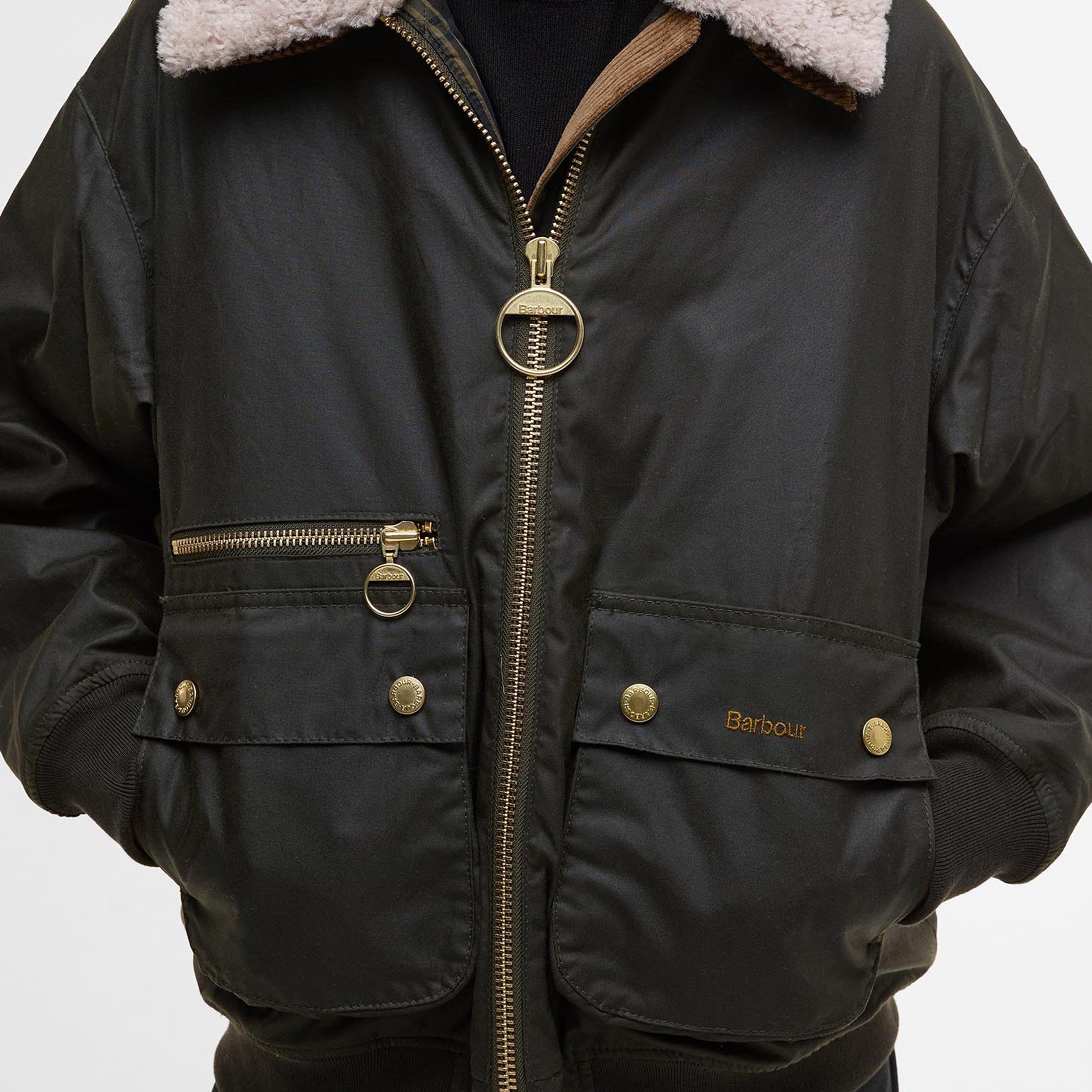 Archive Olive - Barbour - Women's Maxine Waxed Bomber Long Sleeve Wax Jacket - 5