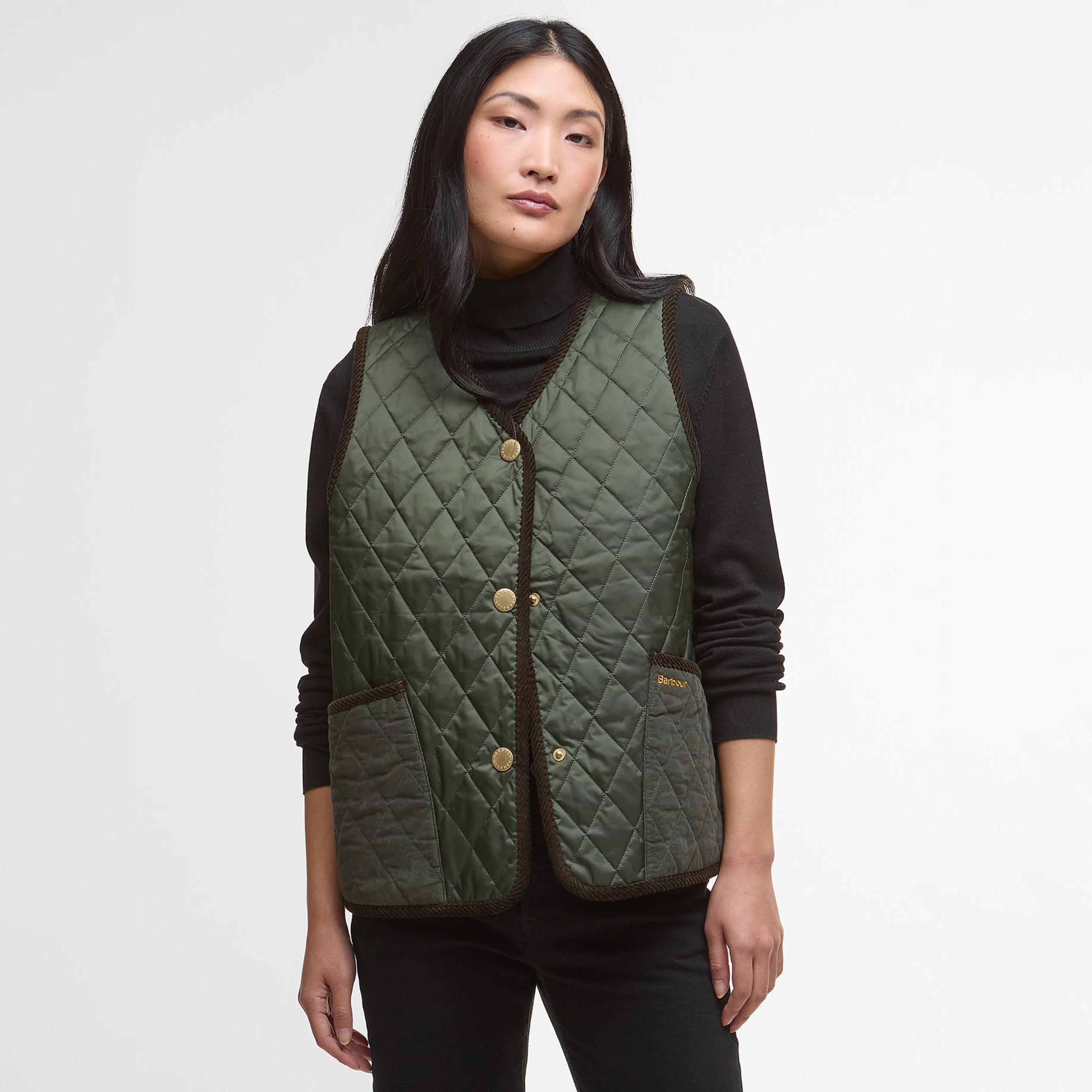 Olive/An Tartan - Barbour - Women's Enid Diamond Quilted Sleeveless Gilet - 2