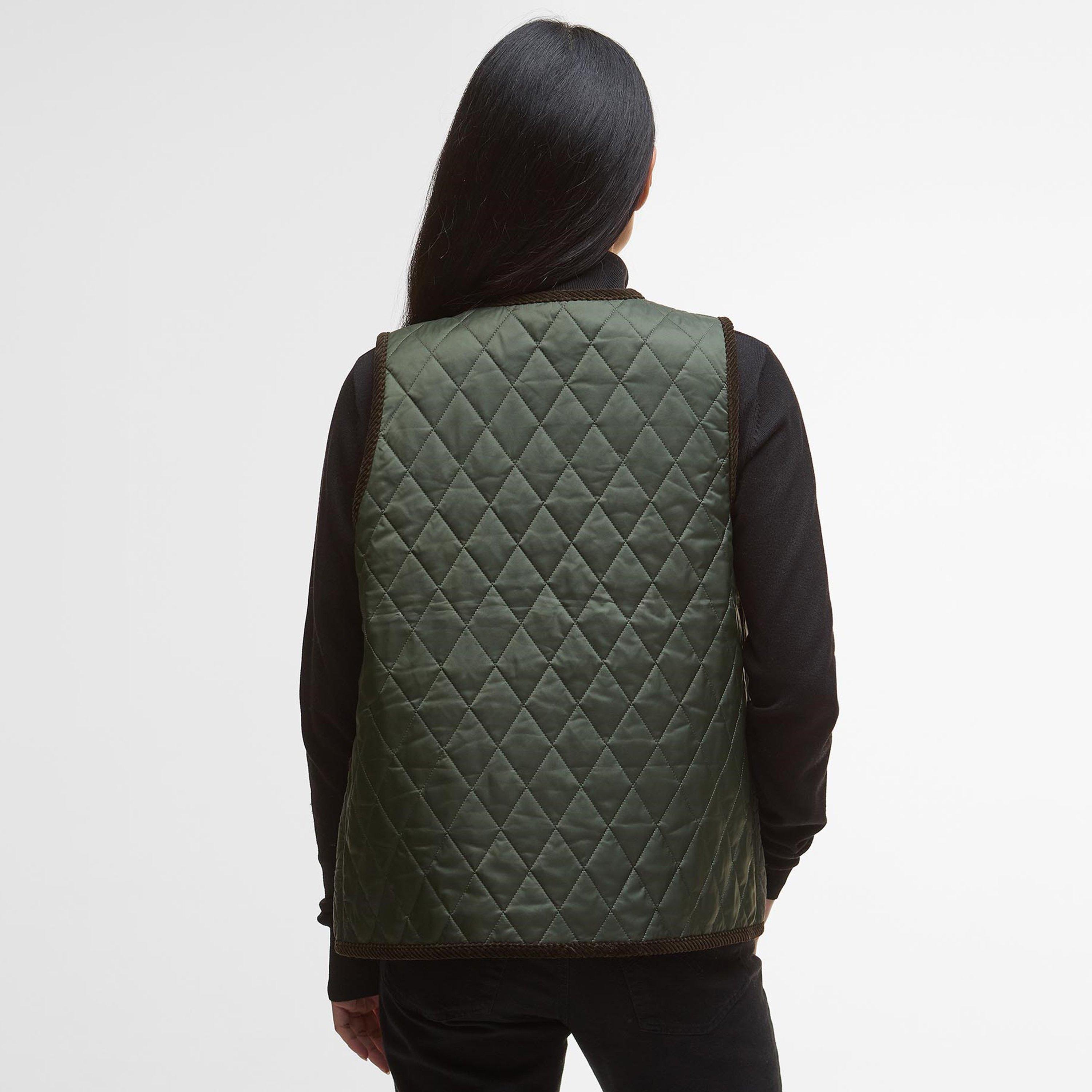 Olive/An Tartan - Barbour - Women's Enid Diamond Quilted Sleeveless Gilet - 3