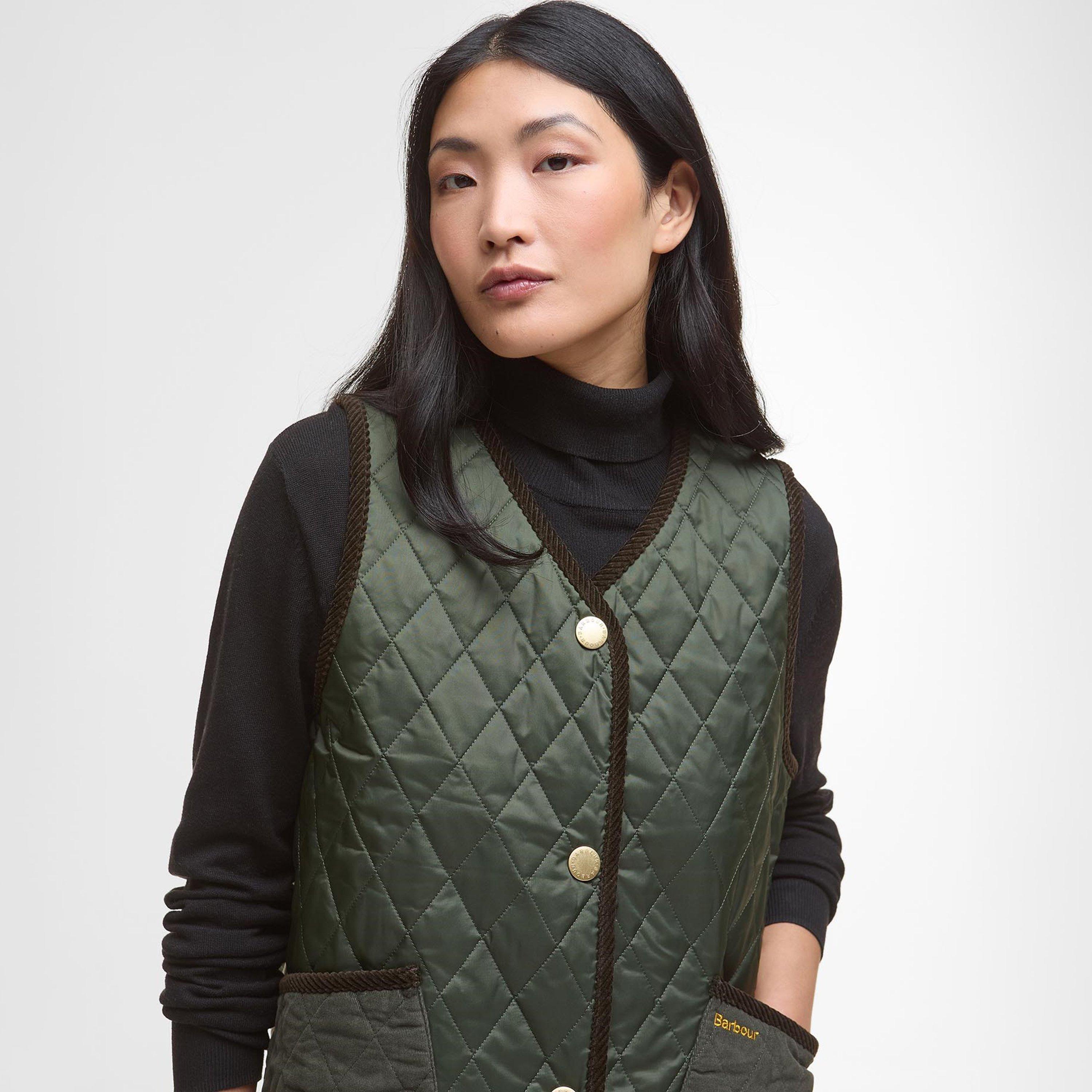 Olive/An Tartan - Barbour - Women's Enid Diamond Quilted Sleeveless Gilet - 4