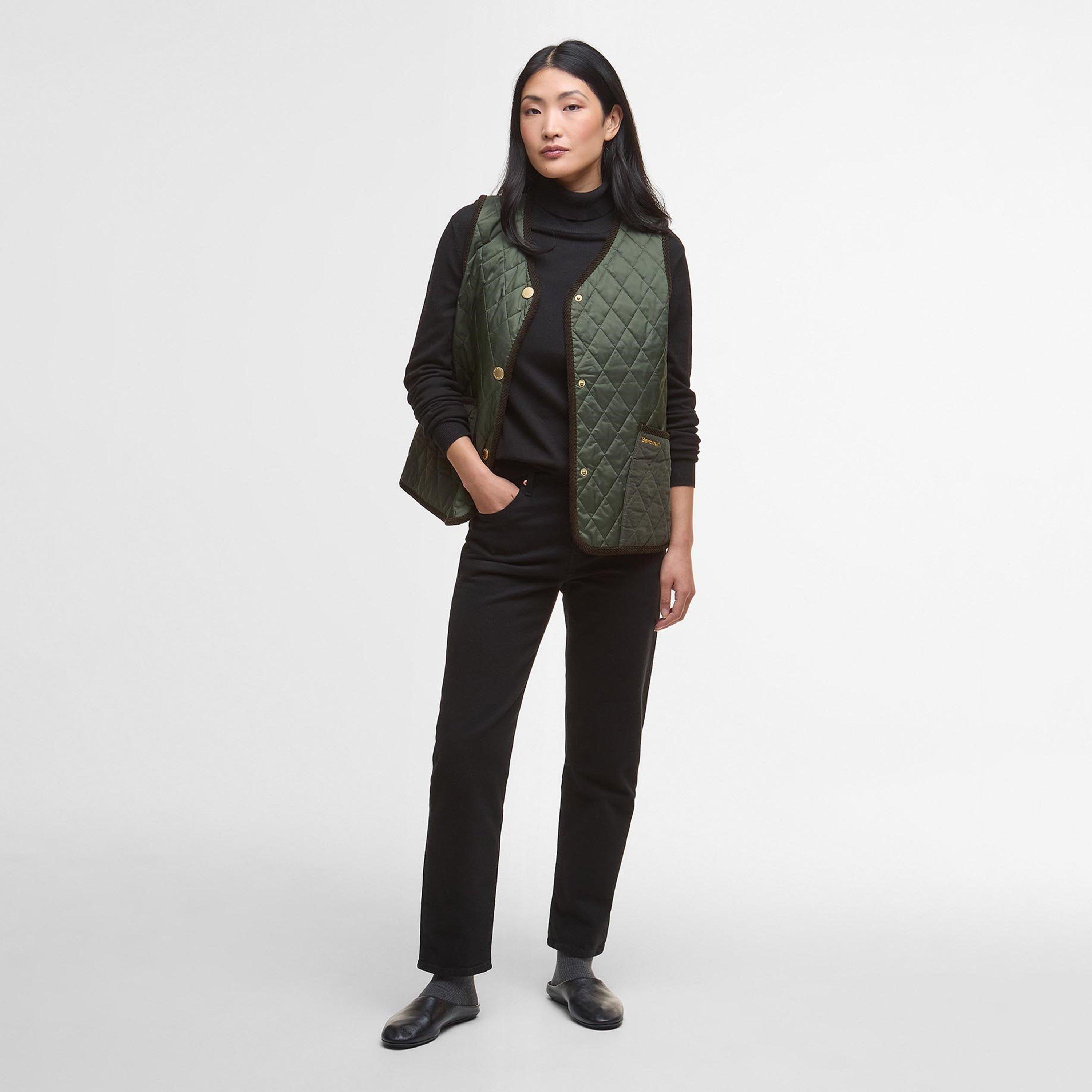 Olive/An Tartan - Barbour - Women's Enid Diamond Quilted Sleeveless Gilet - 6