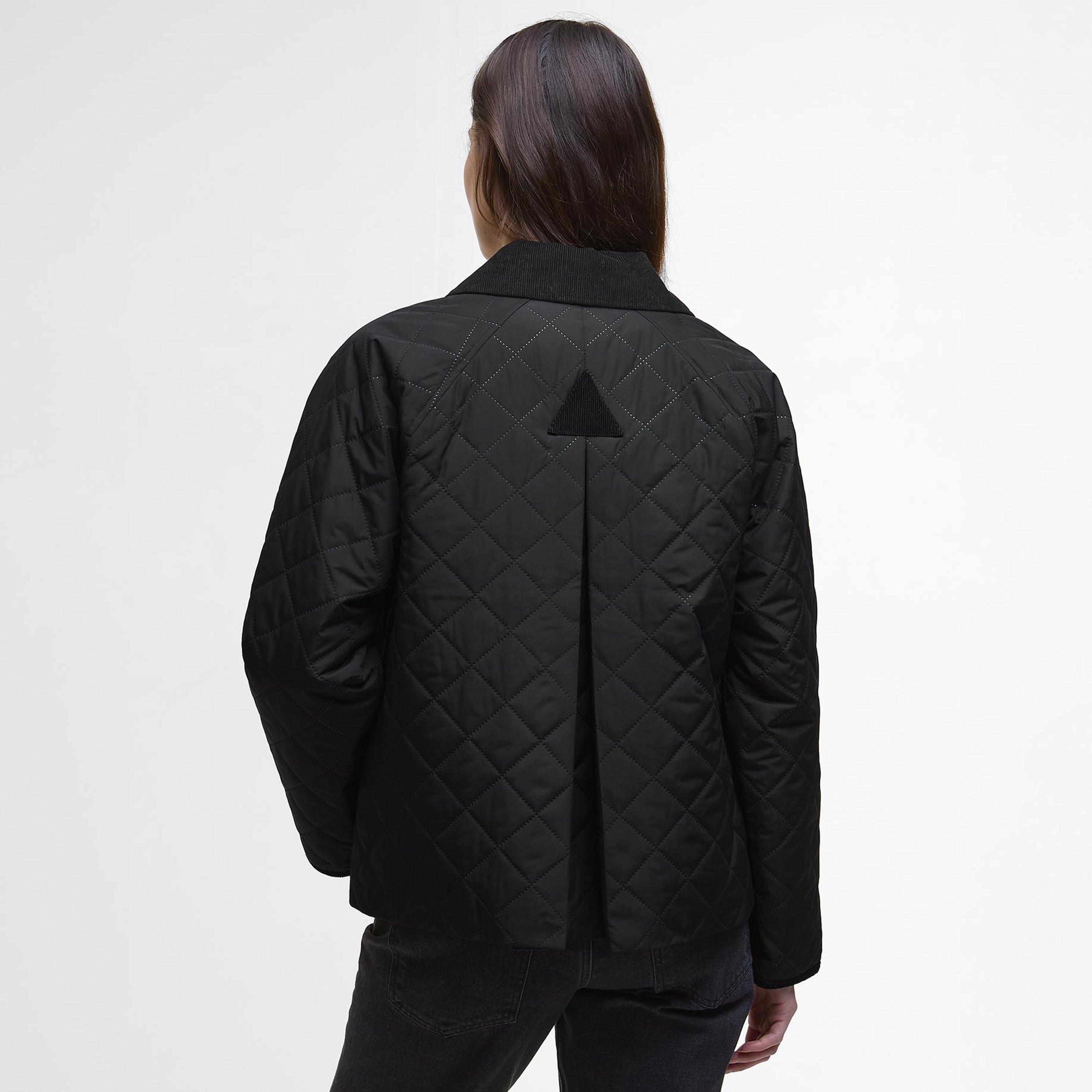 Black/Ancient - Barbour - Women's Anise Corduroy Collar Short Sleeve Quilted Jacket - 3