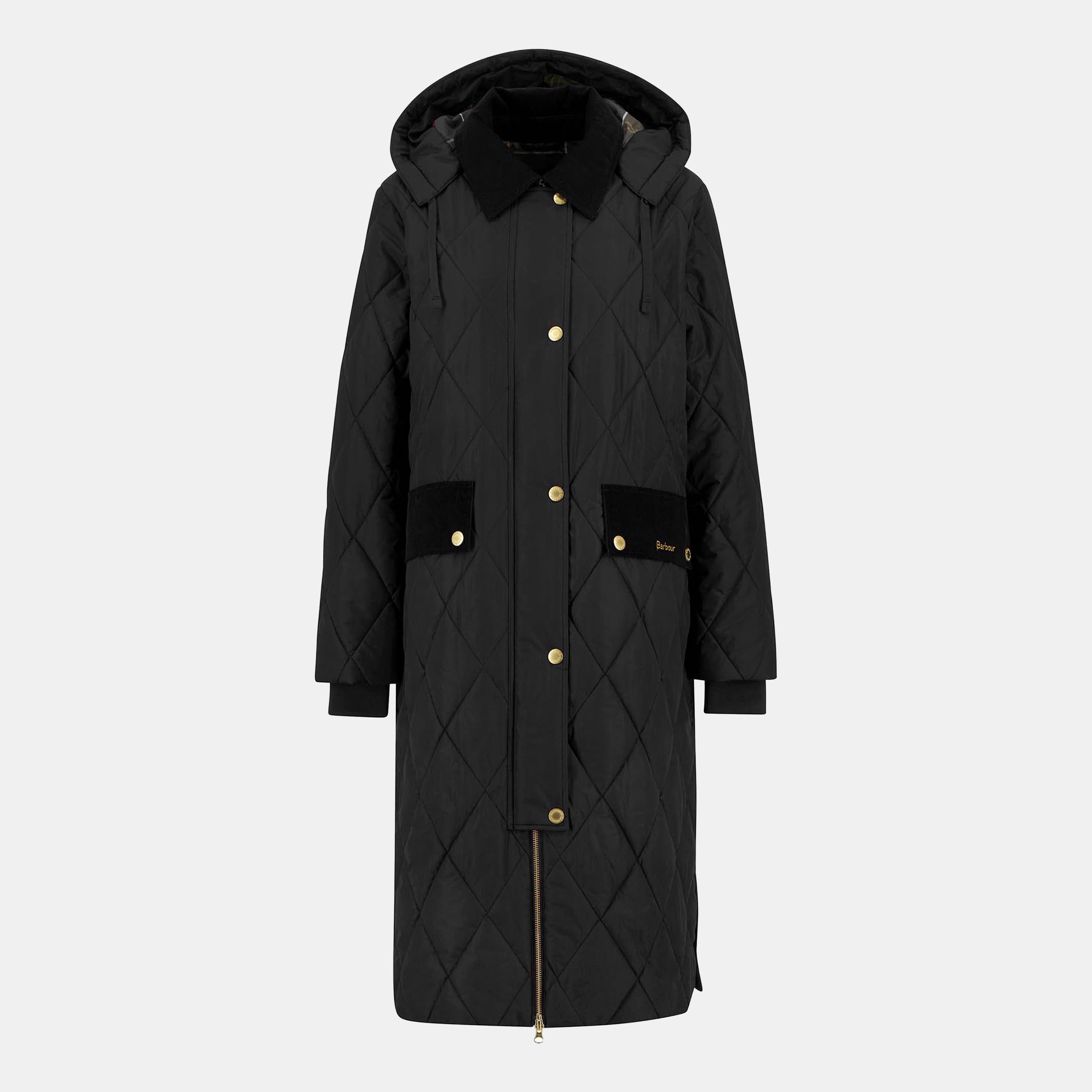 Black/C Tartan - Barbour - Women's Meredith Hooded Long Sleeve Quilted Jacket - 1
