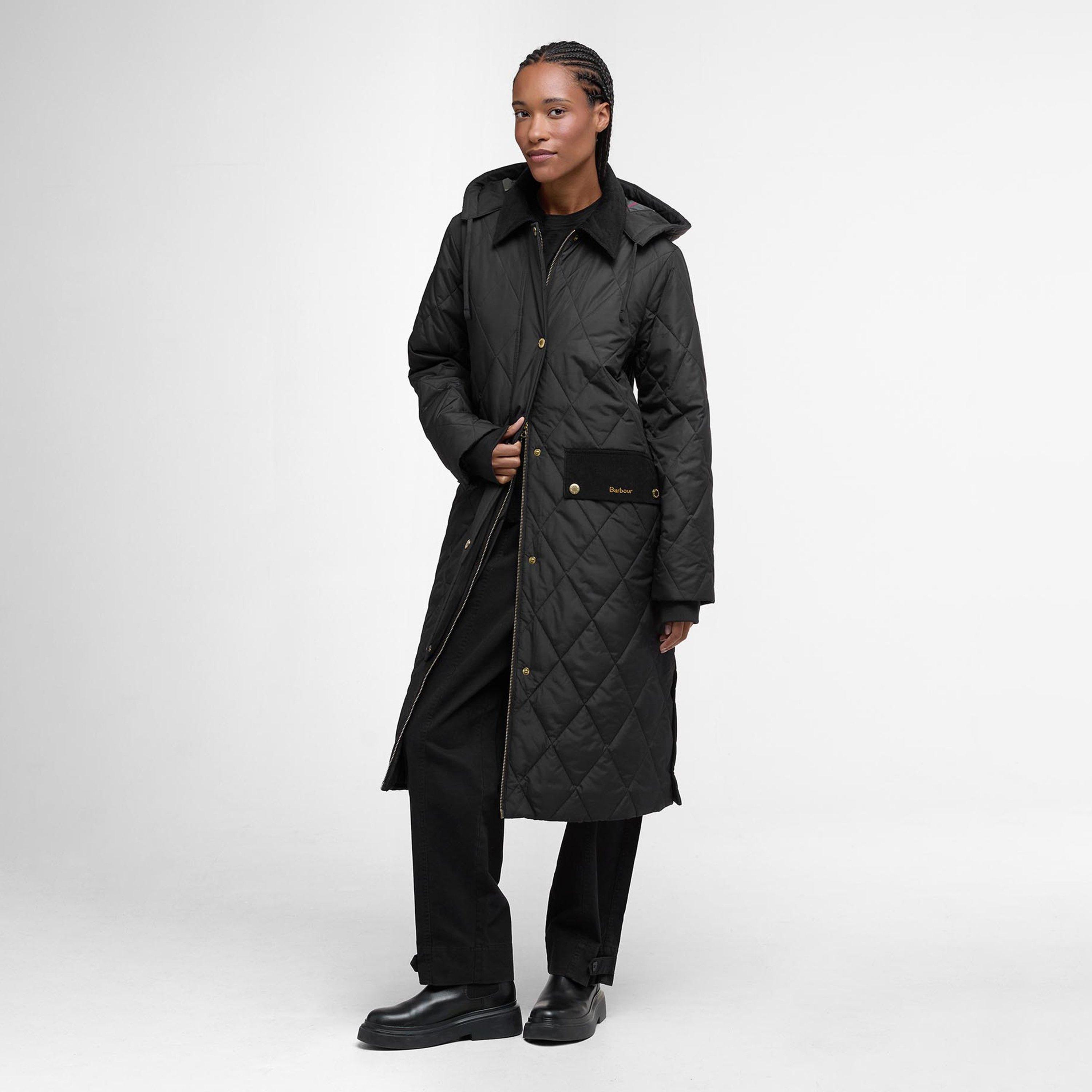Black/C Tartan - Barbour - Women's Meredith Hooded Long Sleeve Quilted Jacket - 2