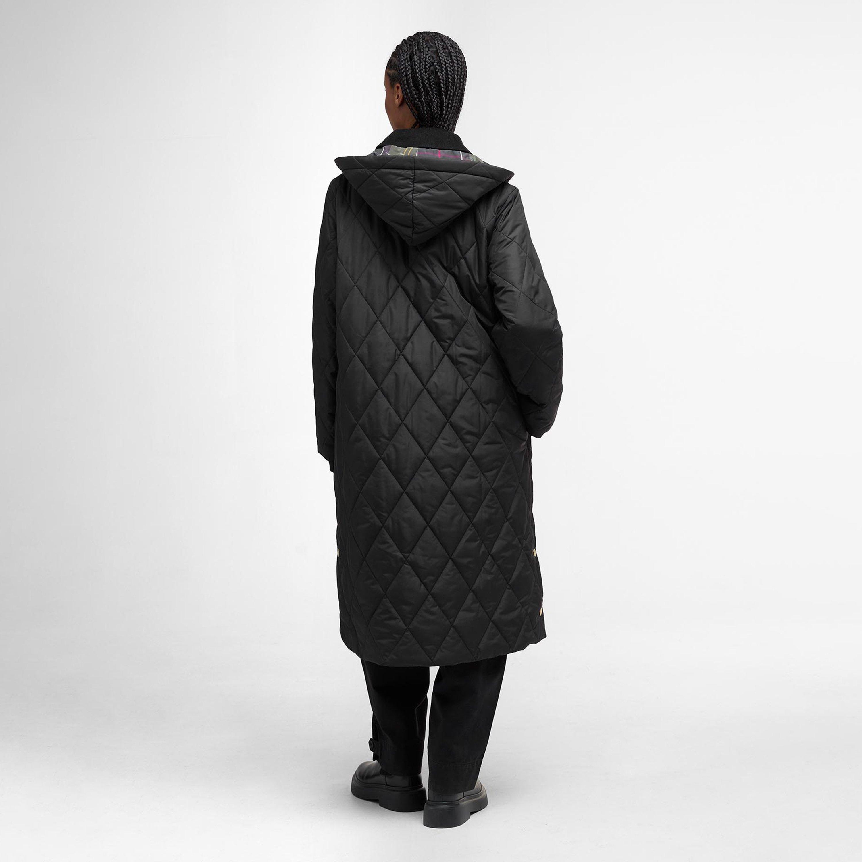 Black/C Tartan - Barbour - Women's Meredith Hooded Long Sleeve Quilted Jacket - 3
