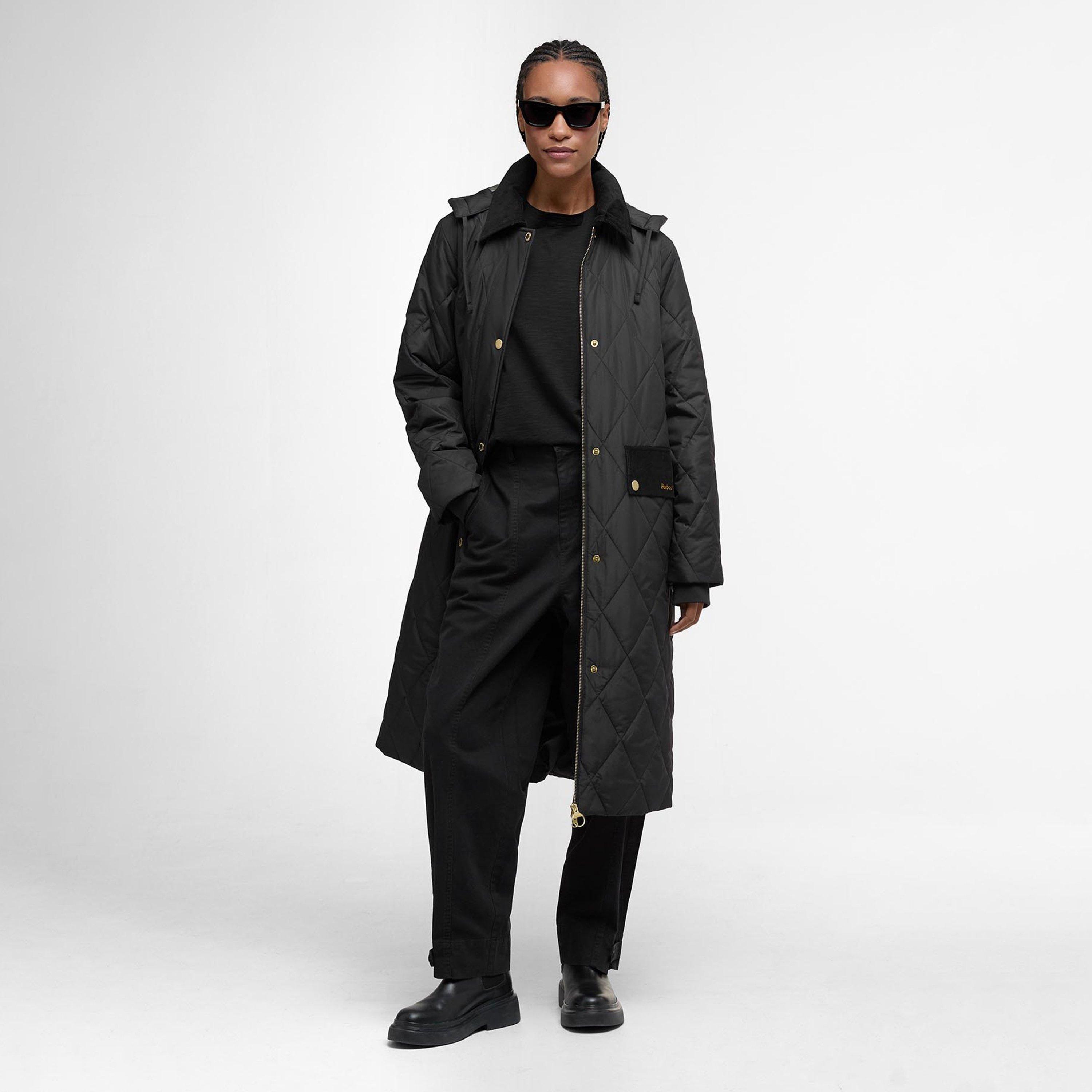 Black/C Tartan - Barbour - Women's Meredith Hooded Long Sleeve Quilted Jacket - 6